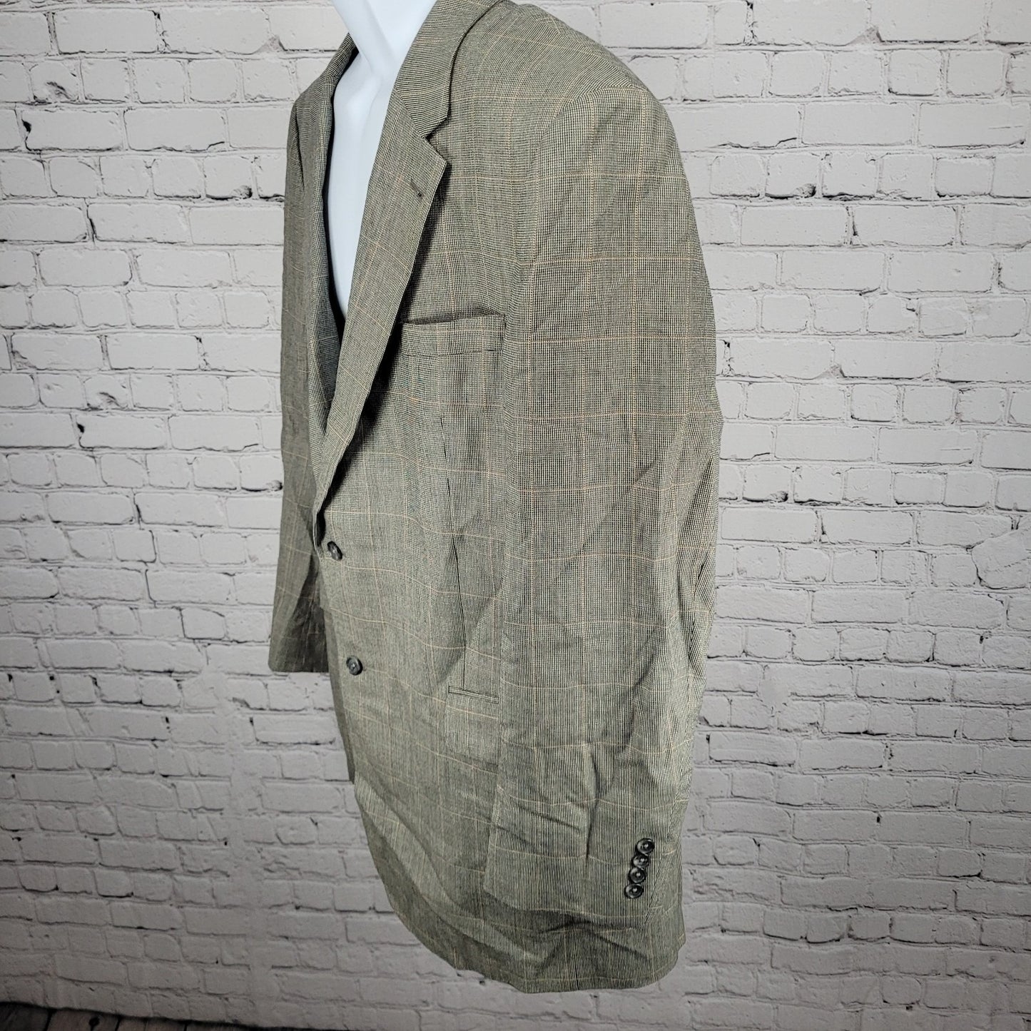 Jos A Bank Black Beige Silk Wool Signature Collection Blazer Sport Coat 46L