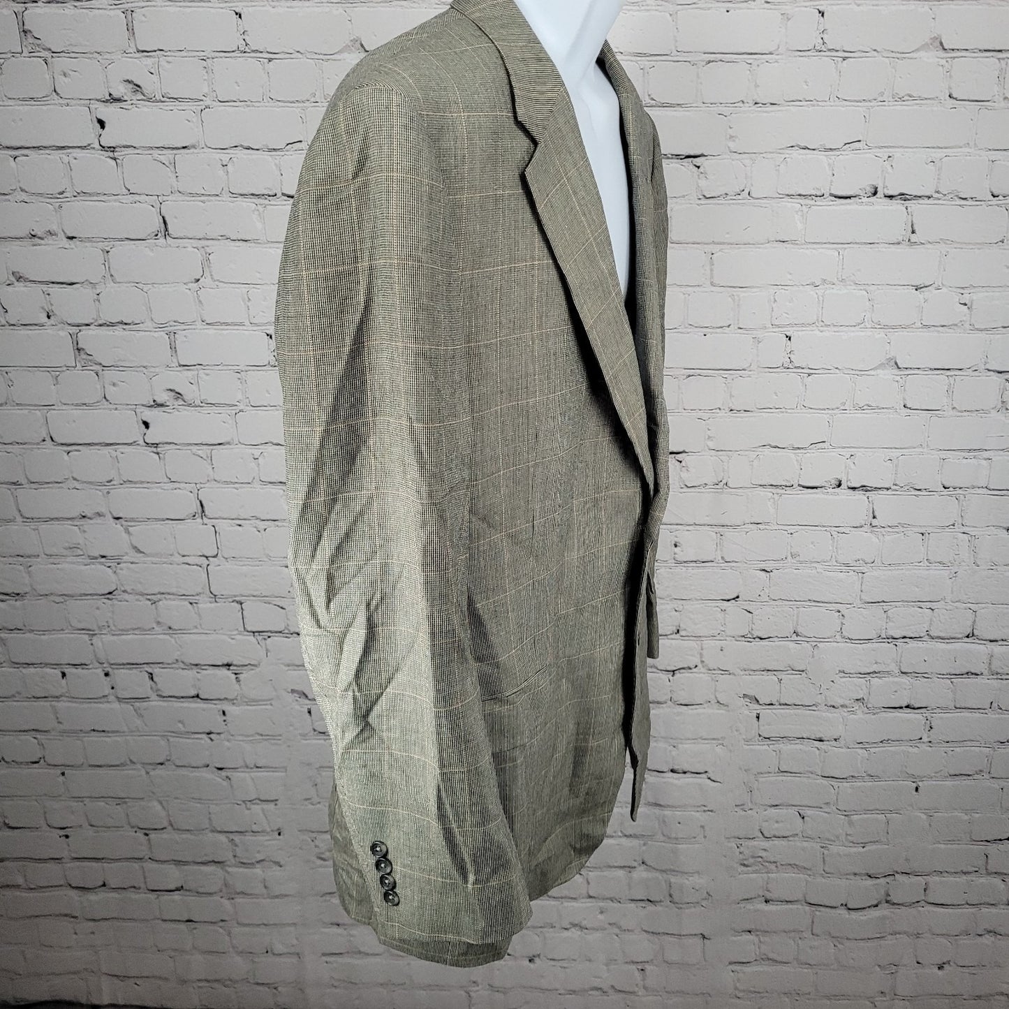 Jos A Bank Black Beige Silk Wool Signature Collection Blazer Sport Coat 46L