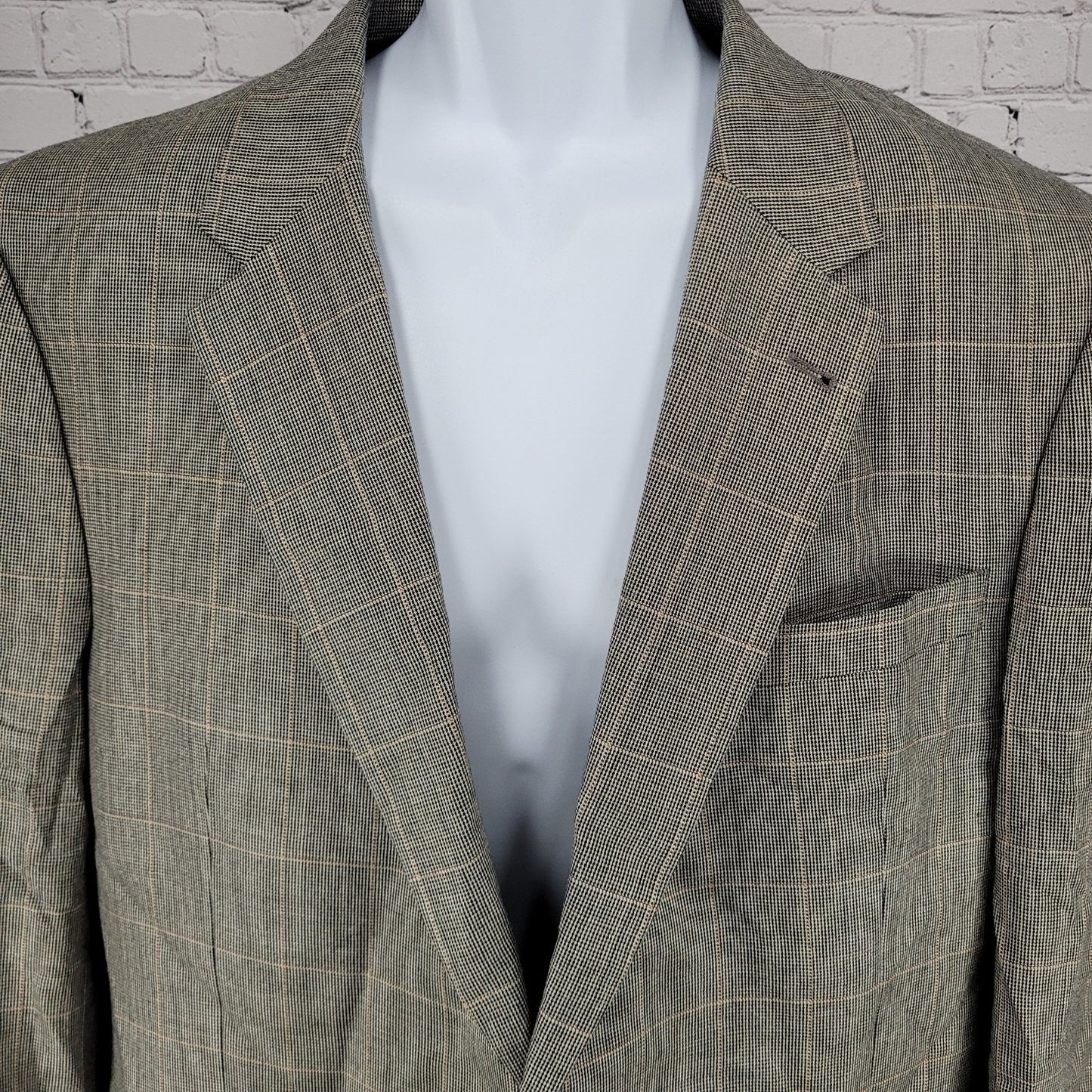 Jos A Bank Black Beige Silk Wool Signature Collection Blazer Sport Coat 46L