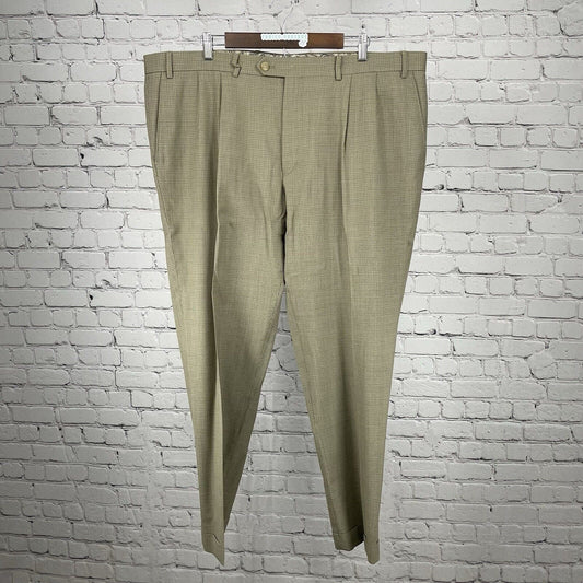 Ralph Lauren Brown Houndstooth Wool Total Comfort Dress Pants Size 42W (42x30)