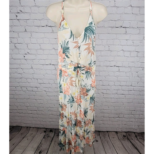 RIP CURL Tropical Floral Lightweight Tie Waist Racerback Dress Size Small S