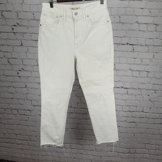 Madewell White Denim The Perfect Vintage Jean High Rise Raw Hem Size 28 (28x27)
