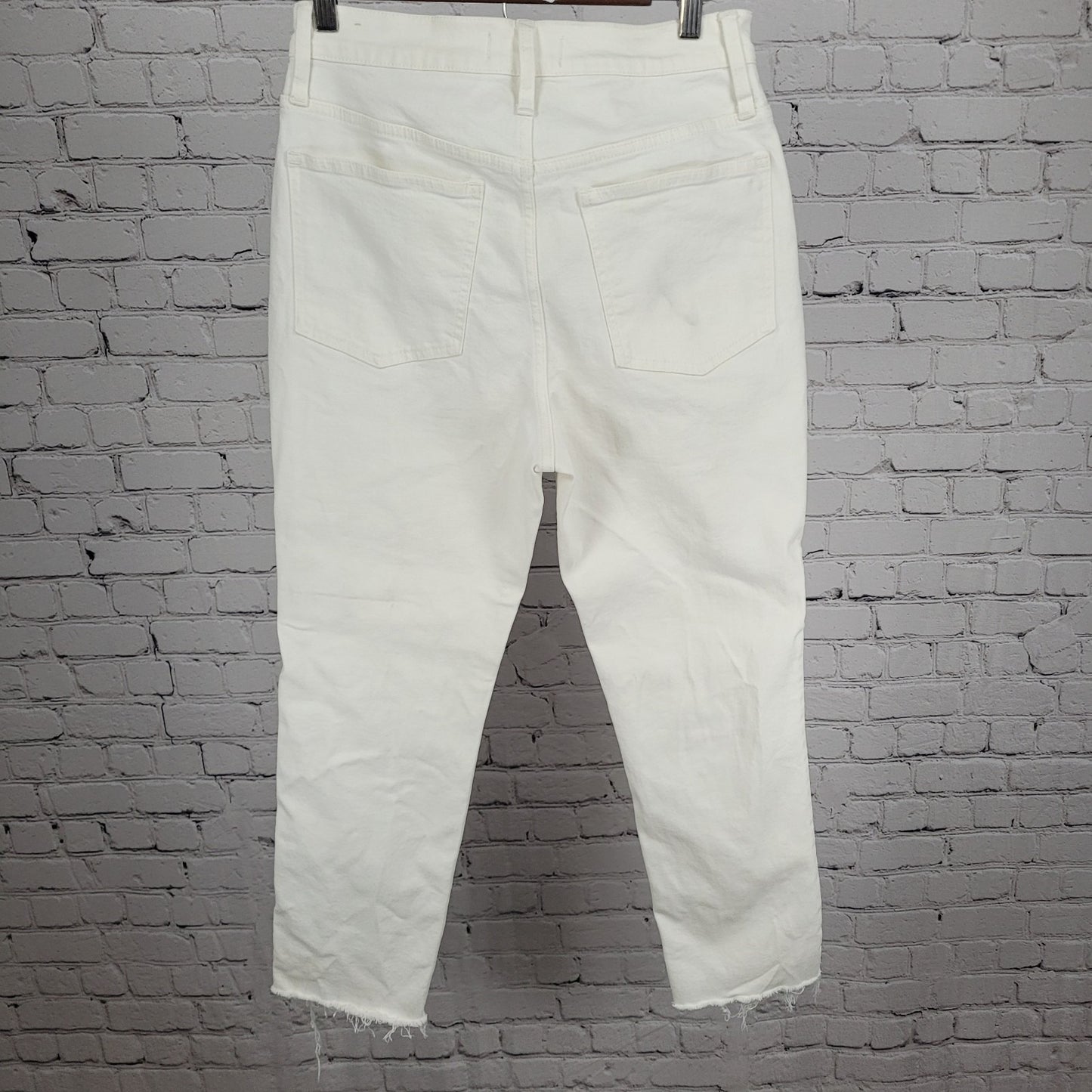 Madewell White Denim The Perfect Vintage Jean High Rise Raw Hem Size 28 (28x27)