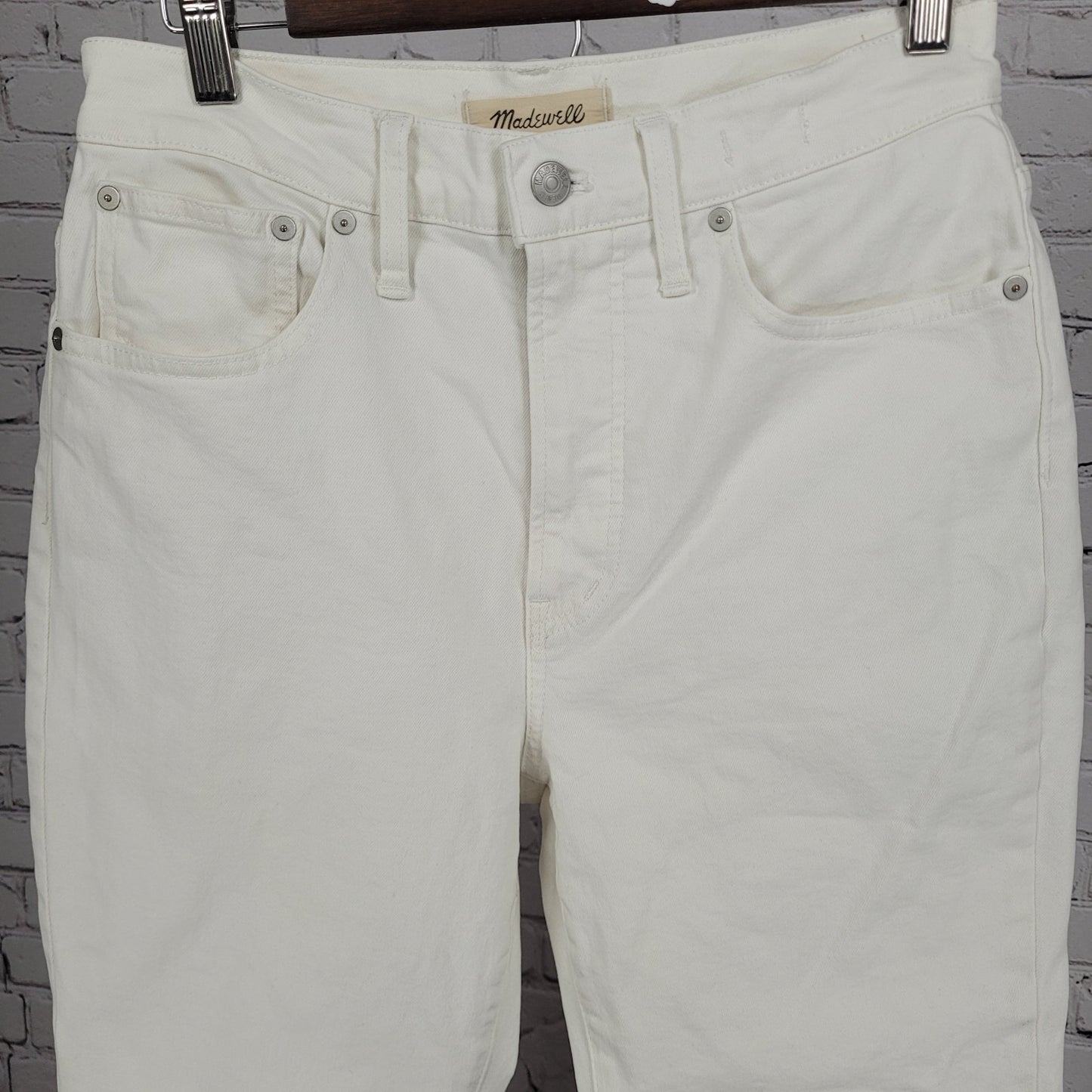 Madewell White Denim The Perfect Vintage Jean High Rise Raw Hem Size 28 (28x27)