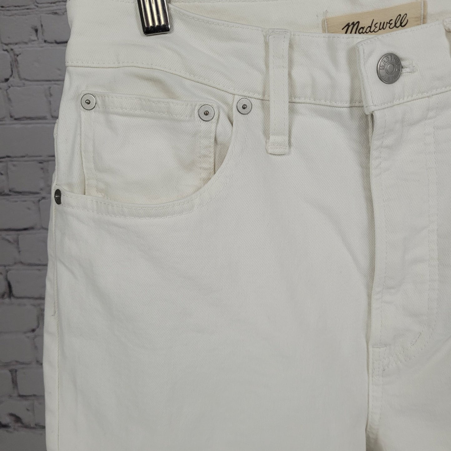 Madewell White Denim The Perfect Vintage Jean High Rise Raw Hem Size 28 (28x27)