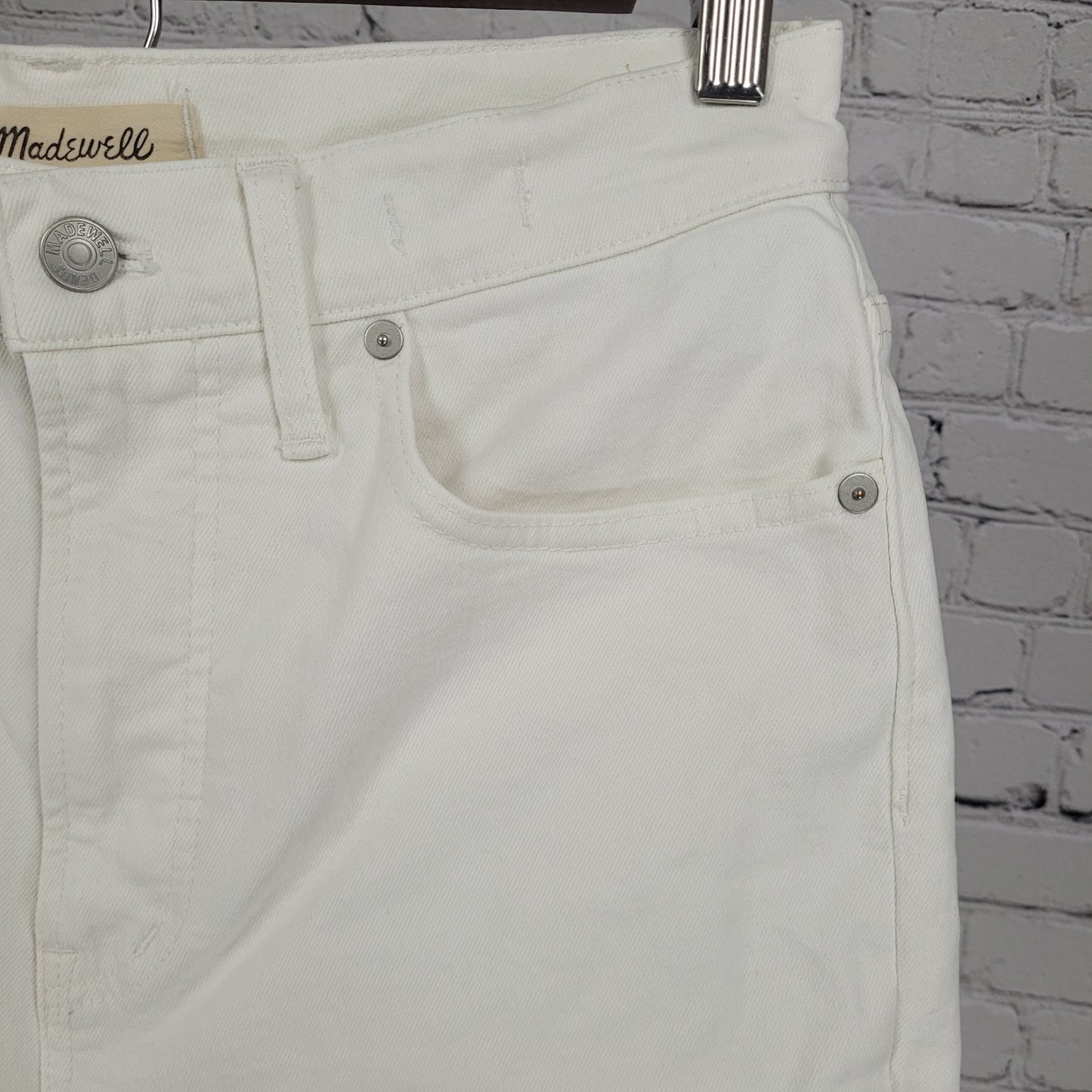 Madewell White Denim The Perfect Vintage Jean High Rise Raw Hem Size 28 (28x27)