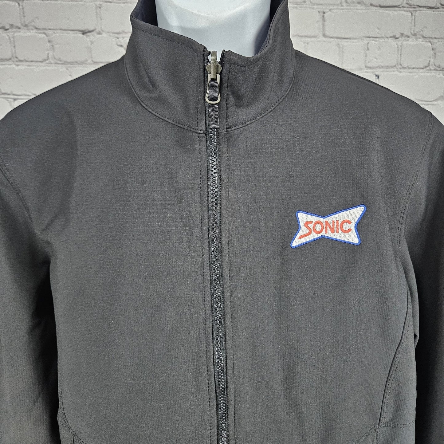 Sonic Black Fleece Lined Logo Employee Uniform Zip Pockets Jacket Medium M