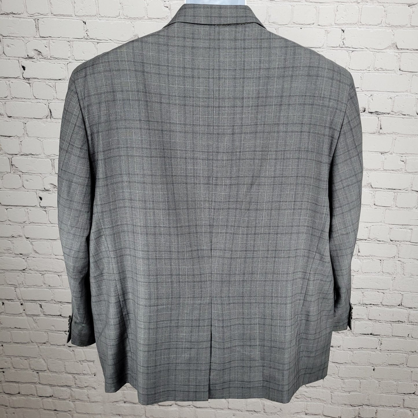 Joseph Abboud Guabello Grey 100% Wool Check Blazer Sport Coat USA Made Size 46S