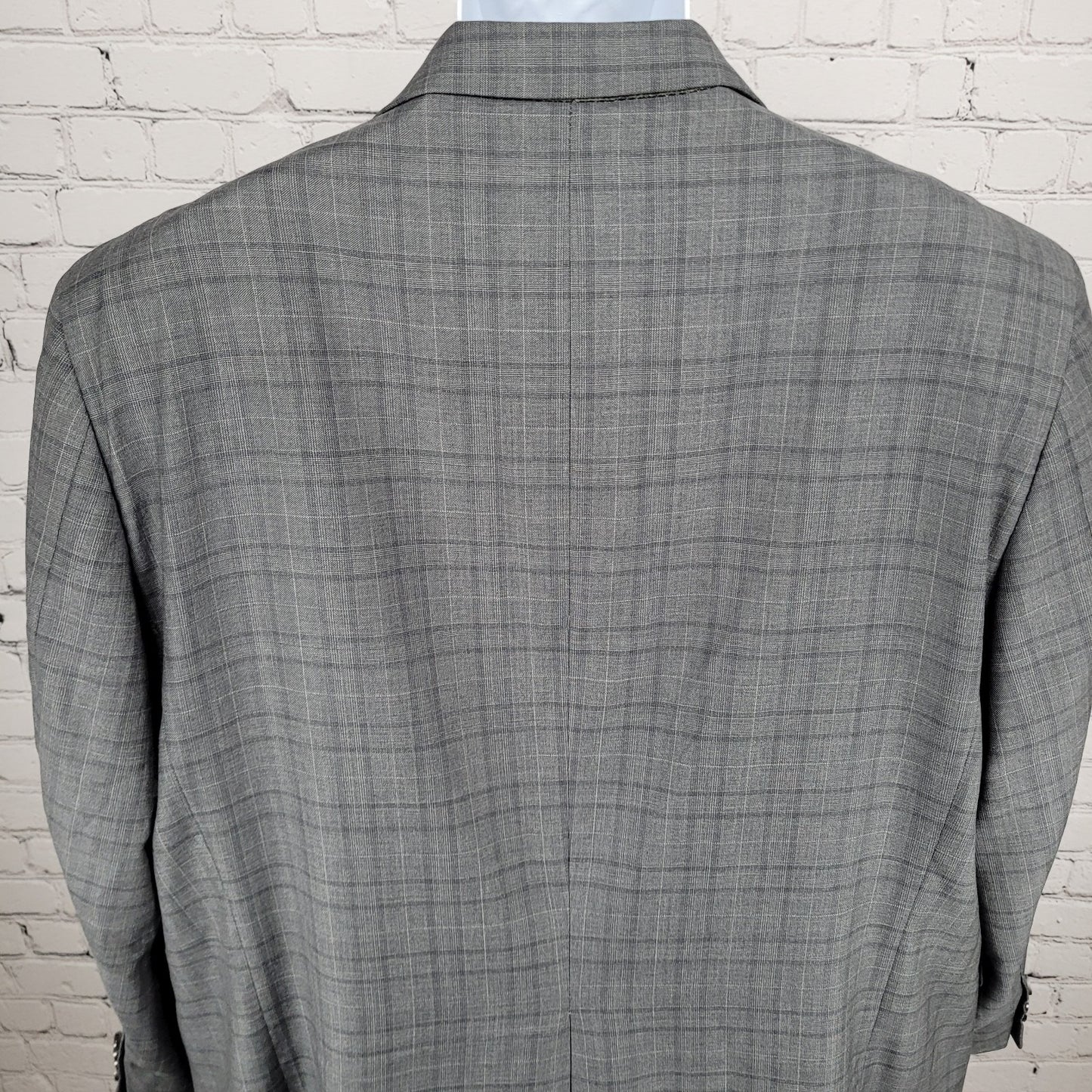 Joseph Abboud Guabello Grey 100% Wool Check Blazer Sport Coat USA Made Size 46S