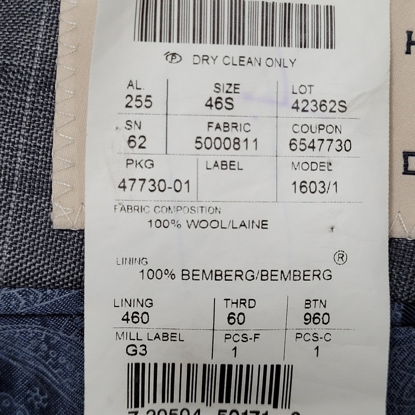 Joseph Abboud Guabello Grey 100% Wool Check Blazer Sport Coat USA Made Size 46S