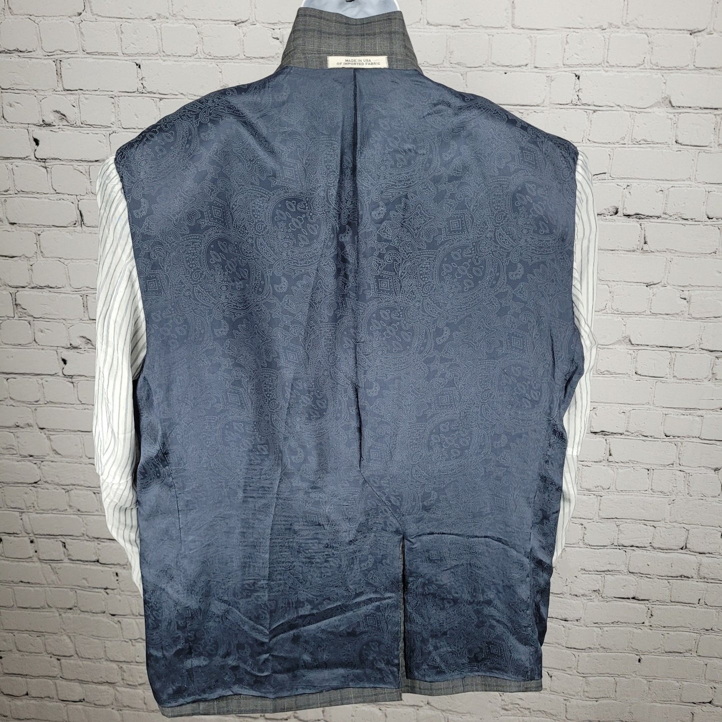 Joseph Abboud Guabello Grey 100% Wool Check Blazer Sport Coat USA Made Size 46S