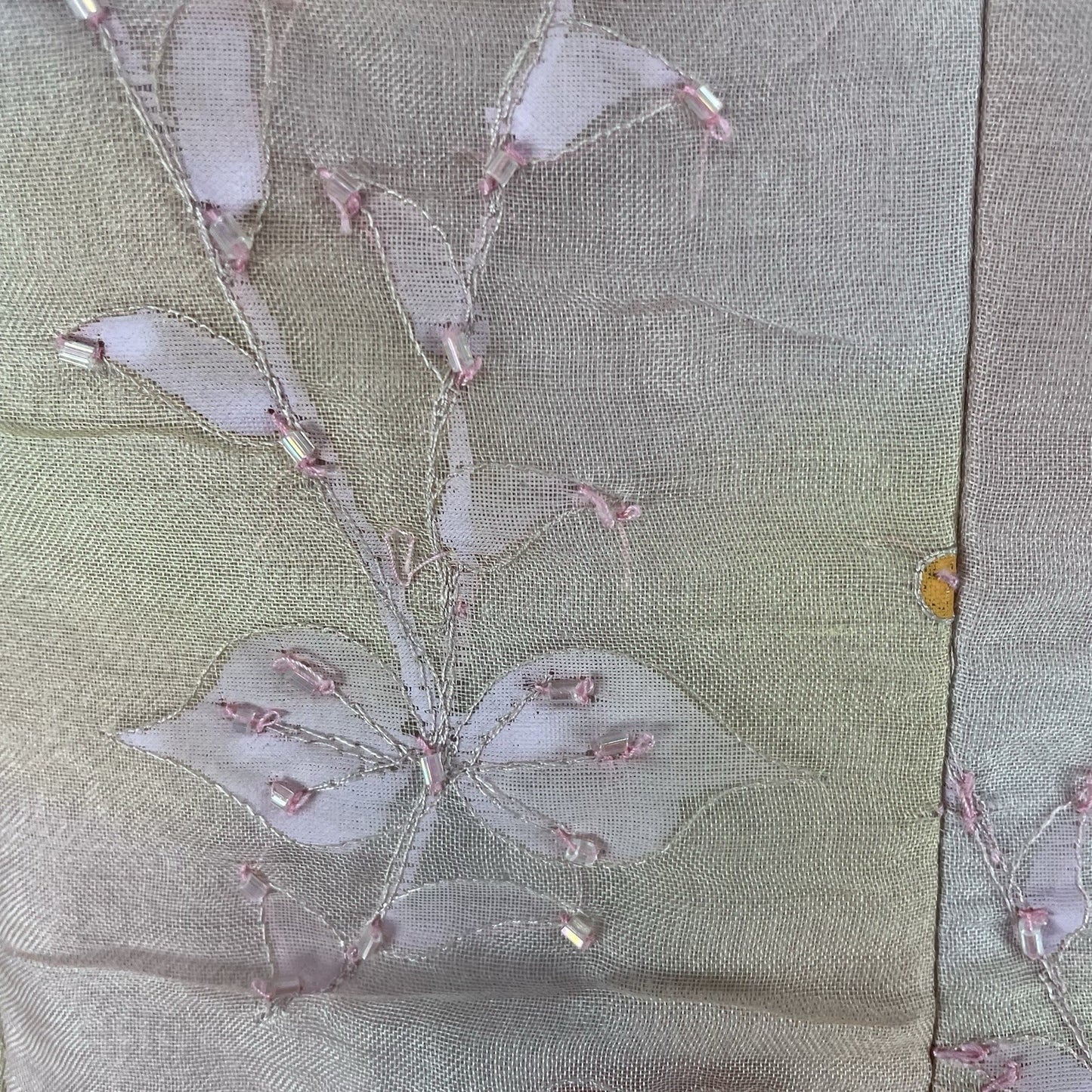 Shani Pink Pastel Floral Silk Chiffon Beaded Lined Button Blazer Jacket USA 6