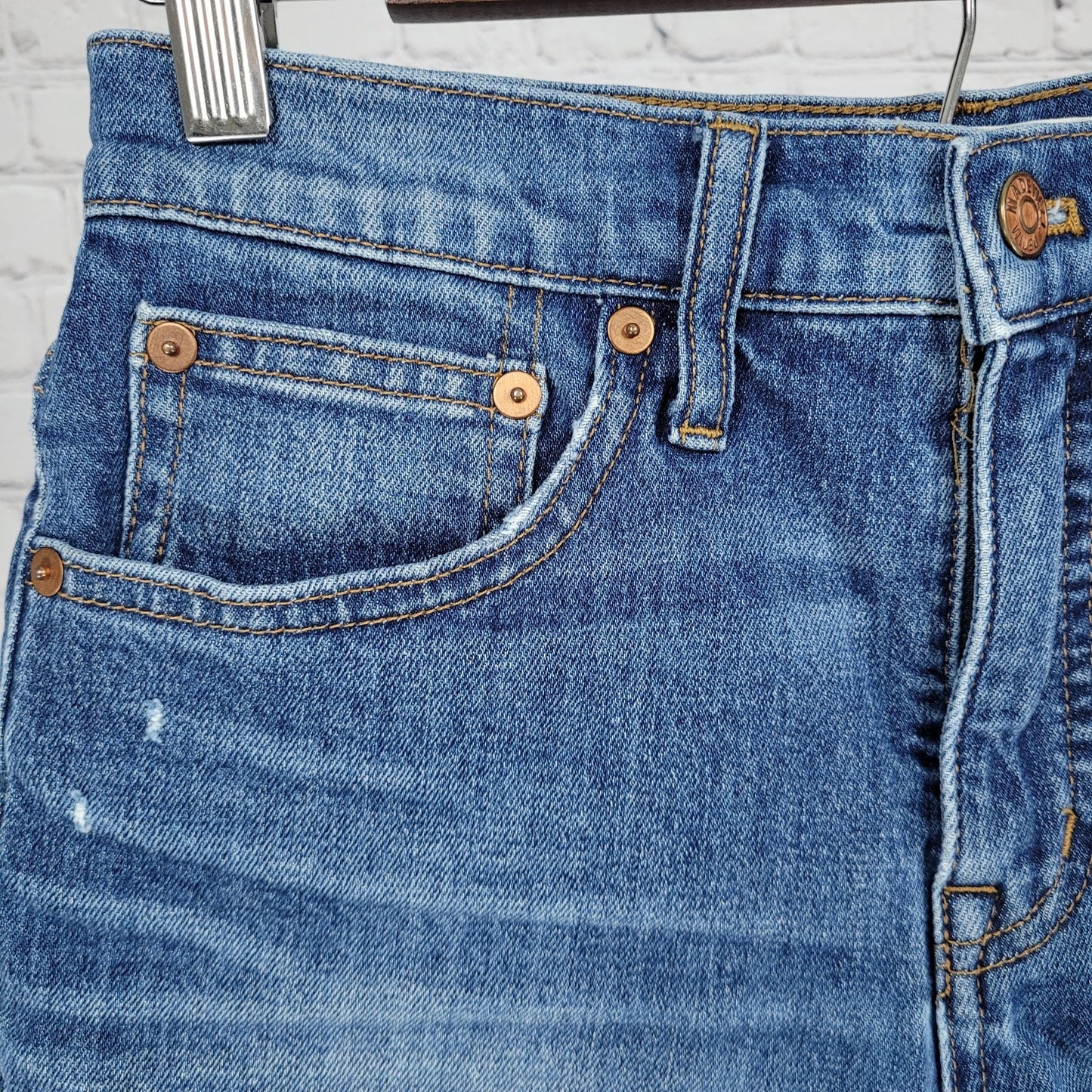 Madewell Blue Denim Distressed Mid Rise Cut Off Jean Shorts Size 25 (25x4)