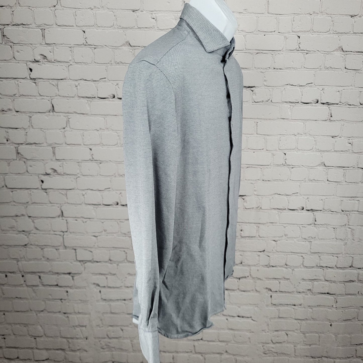 Cremieux Black Grey 100% Cotton Button Up Long Sleeve Dress Shirt Large L