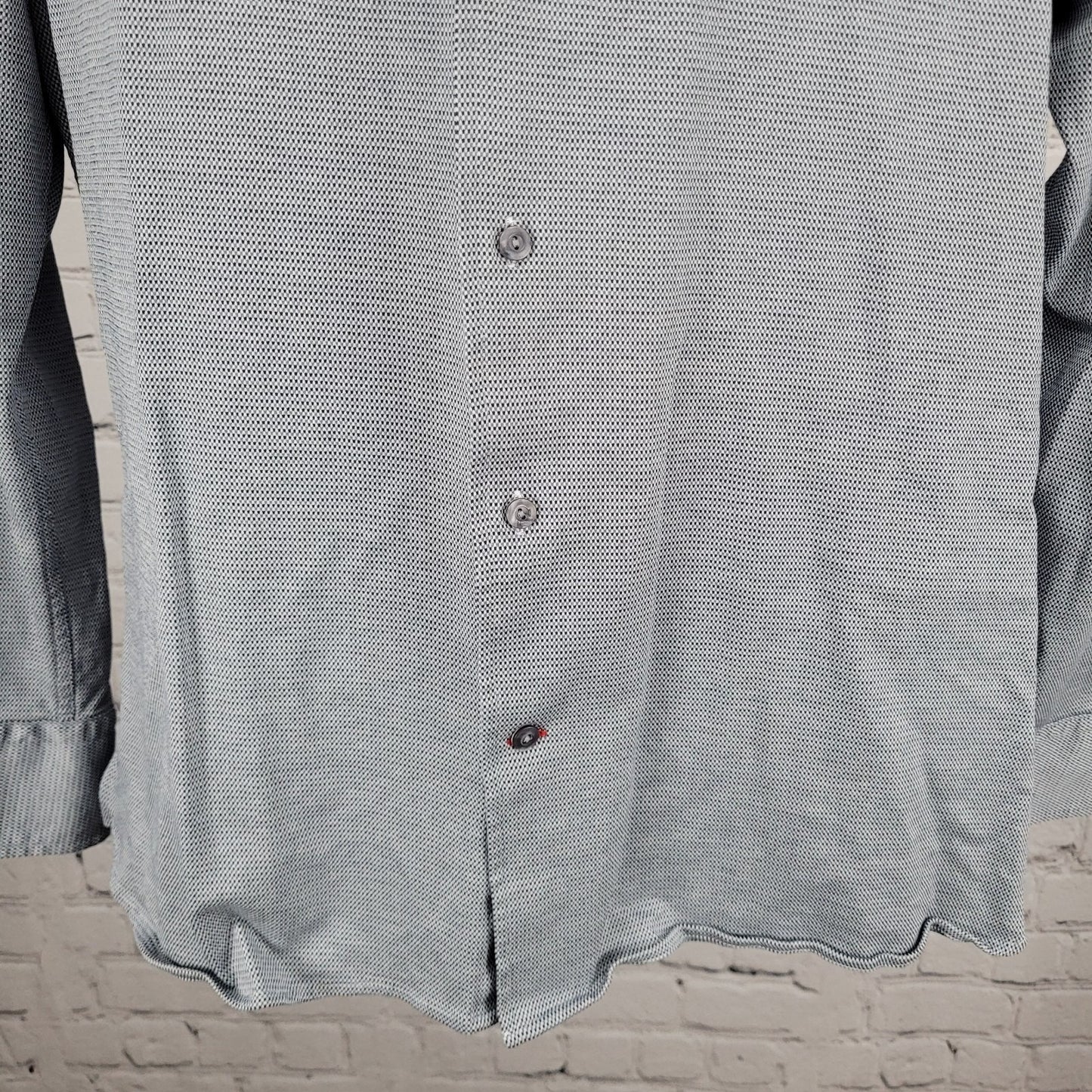 Cremieux Black Grey 100% Cotton Button Up Long Sleeve Dress Shirt Large L
