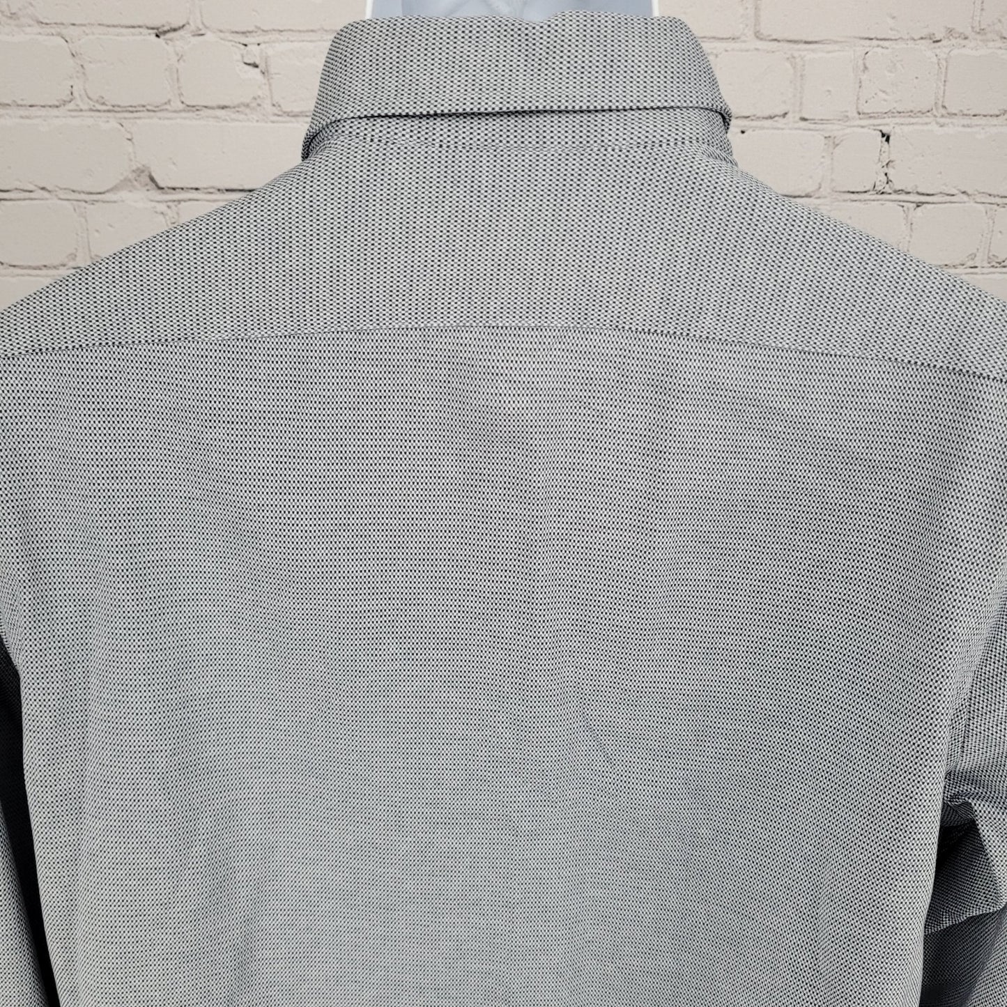 Cremieux Black Grey 100% Cotton Button Up Long Sleeve Dress Shirt Large L
