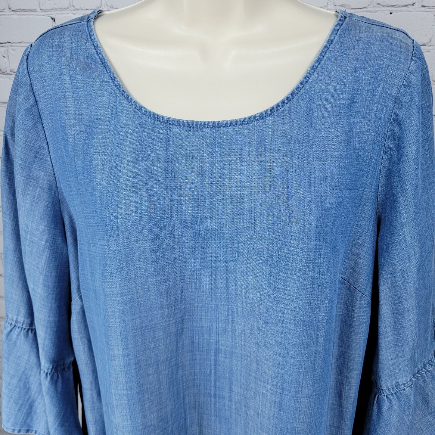 Tommy Bahama Blue 3/4 Bell Sleeve Pockets Unlined Midi Shift Dress Size Large L