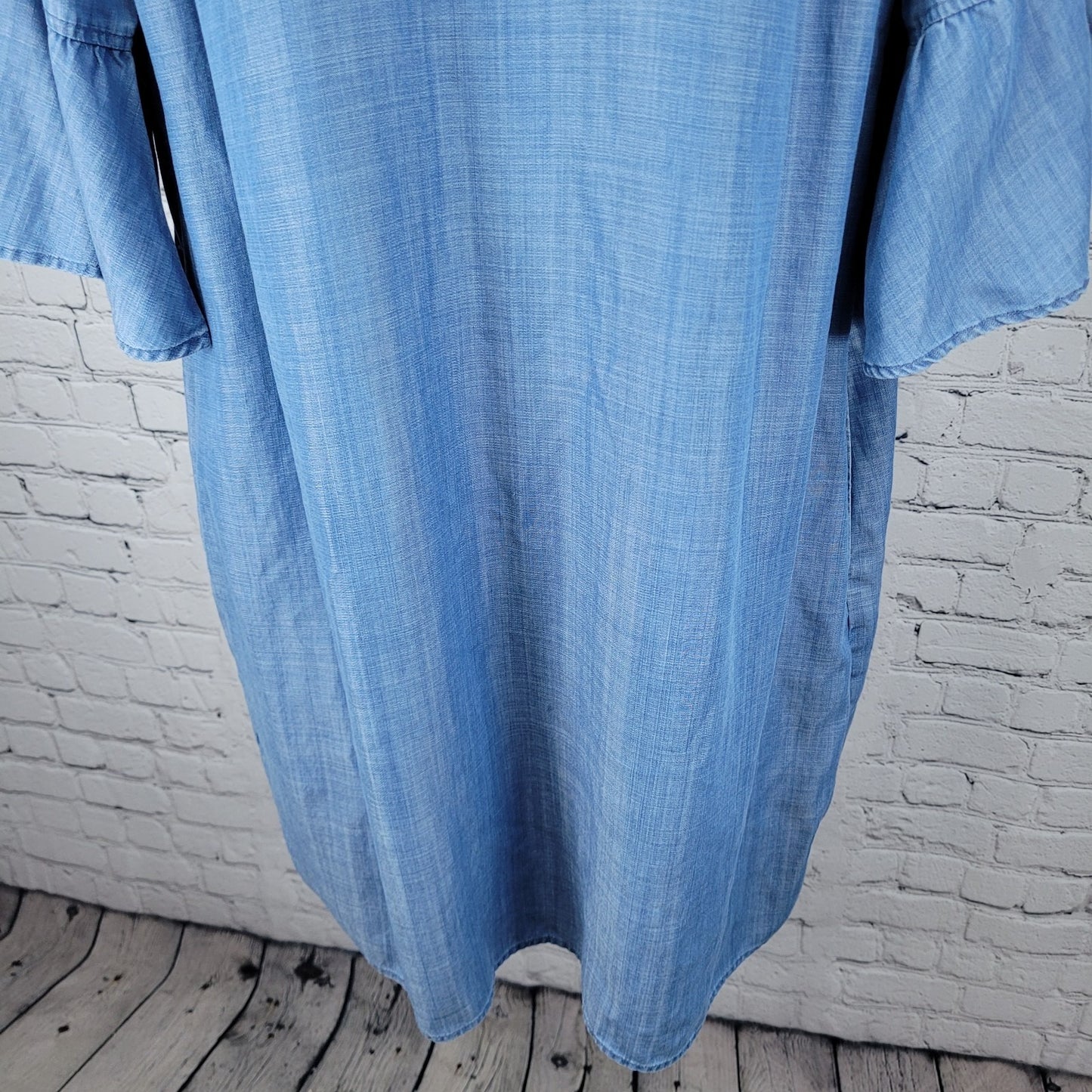 Tommy Bahama Blue 3/4 Bell Sleeve Pockets Unlined Midi Shift Dress Size Large L