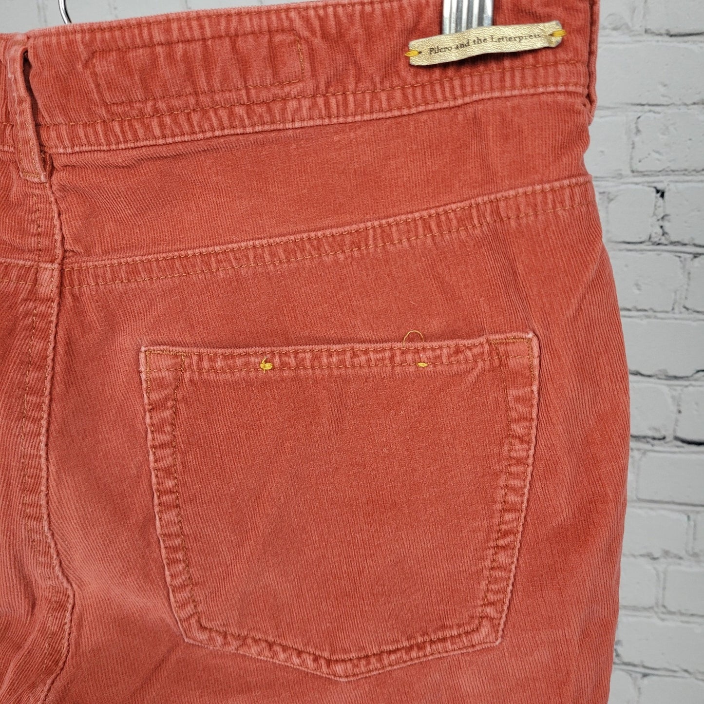 Pilcro & The Letterpress Anthropologie Orange Corduroy Skinny Pants Size 28x30