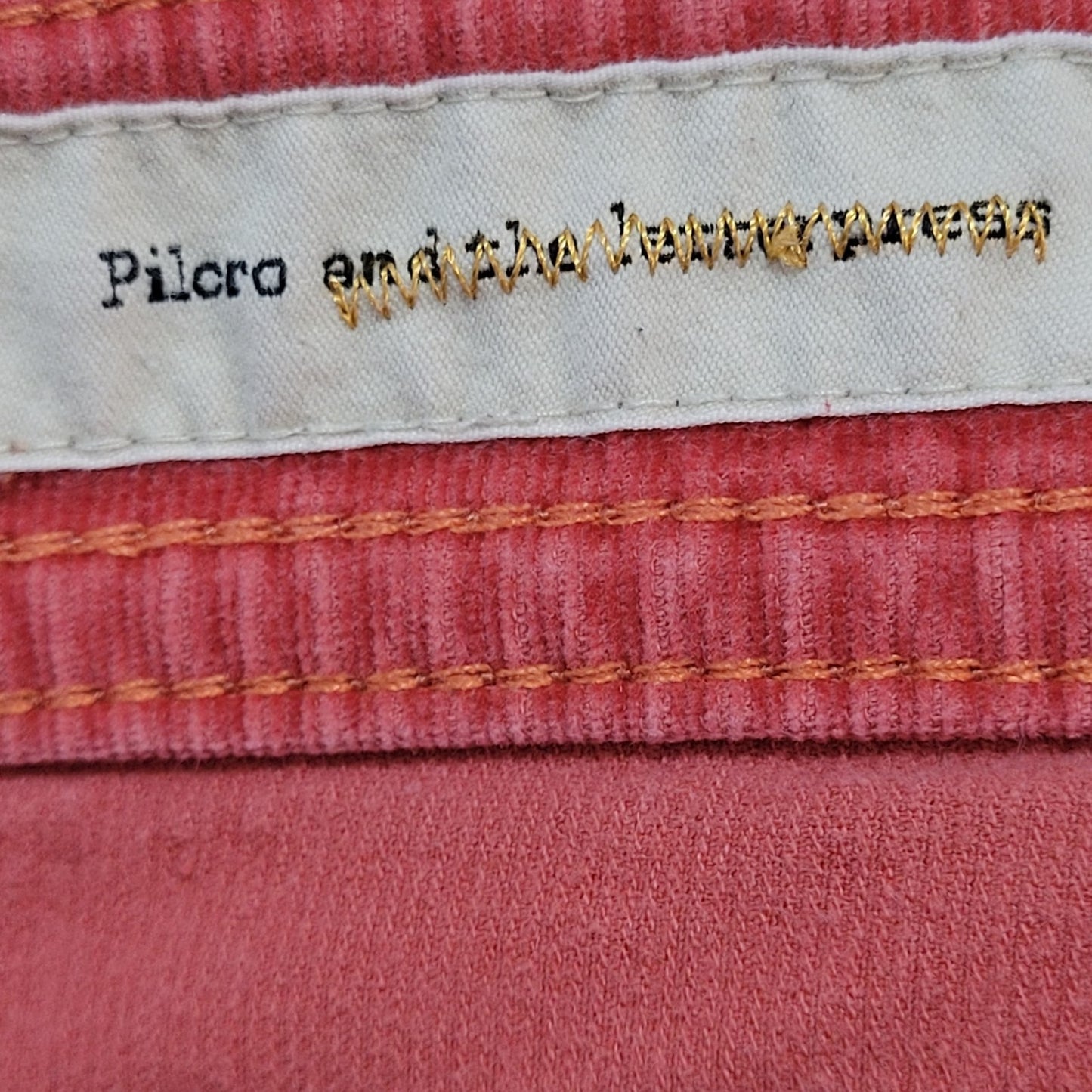 Pilcro & The Letterpress Anthropologie Orange Corduroy Skinny Pants Size 28x30