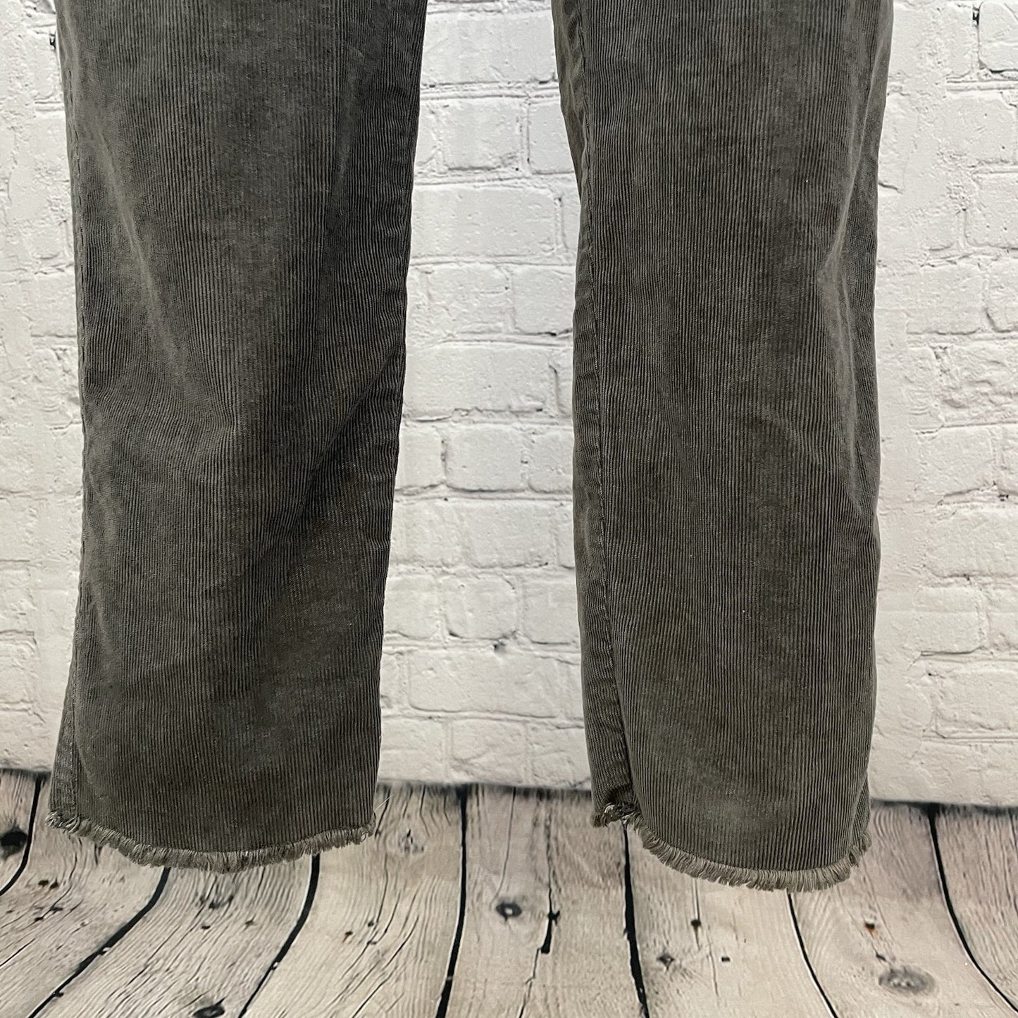 Aerie Grey Soft Corduroy Raw Hem Tapered Leg Stretch Overalls Pockets Size XS