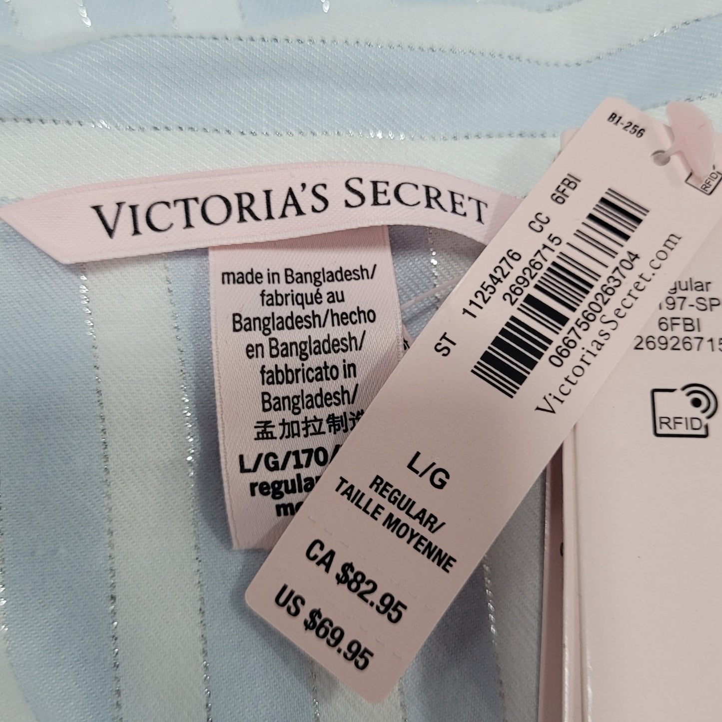 NWT Victoria's Secret White Blue Rhinestone Long Sleeve Pajama Top Large L