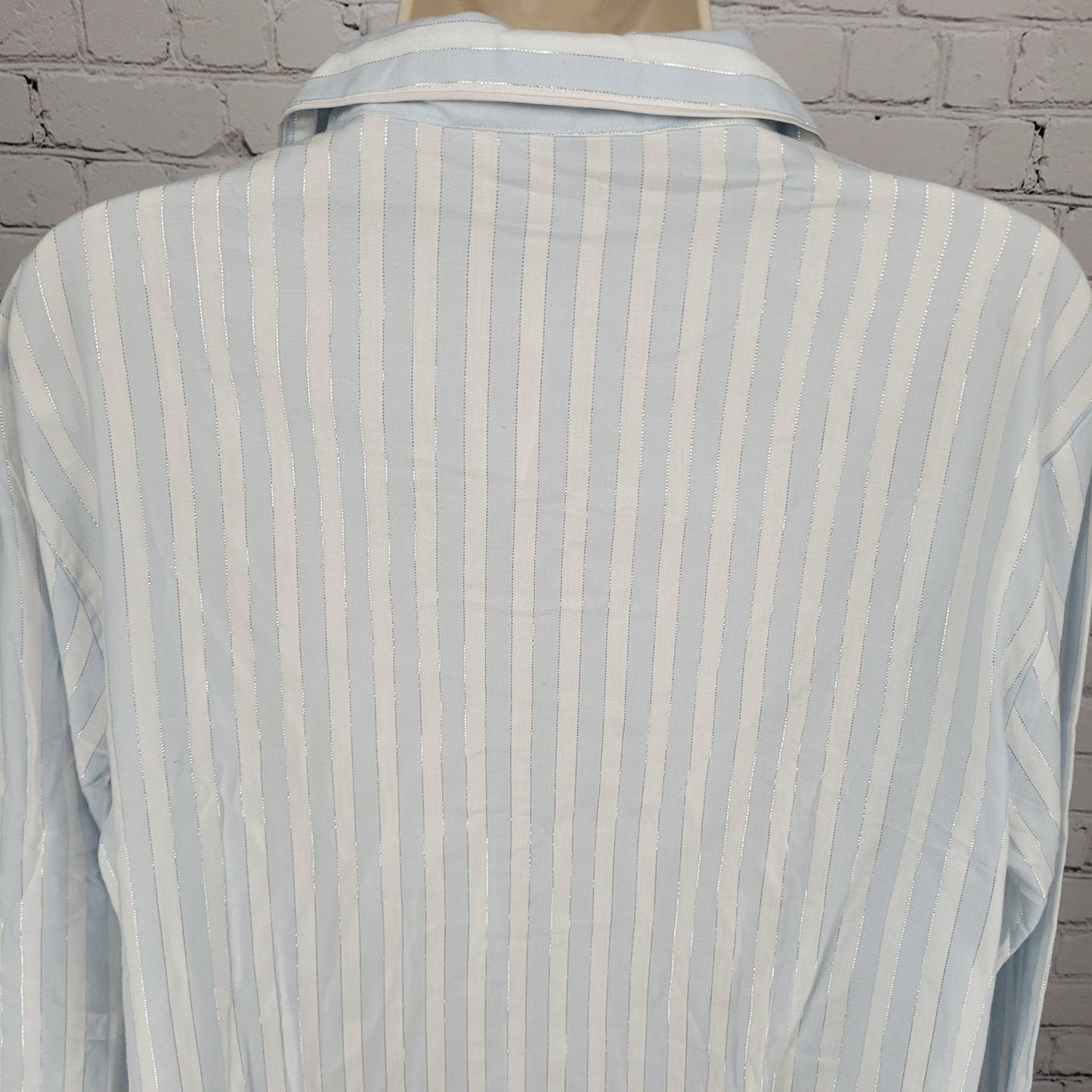 NWT Victoria's Secret White Blue Rhinestone Long Sleeve Pajama Top Large L