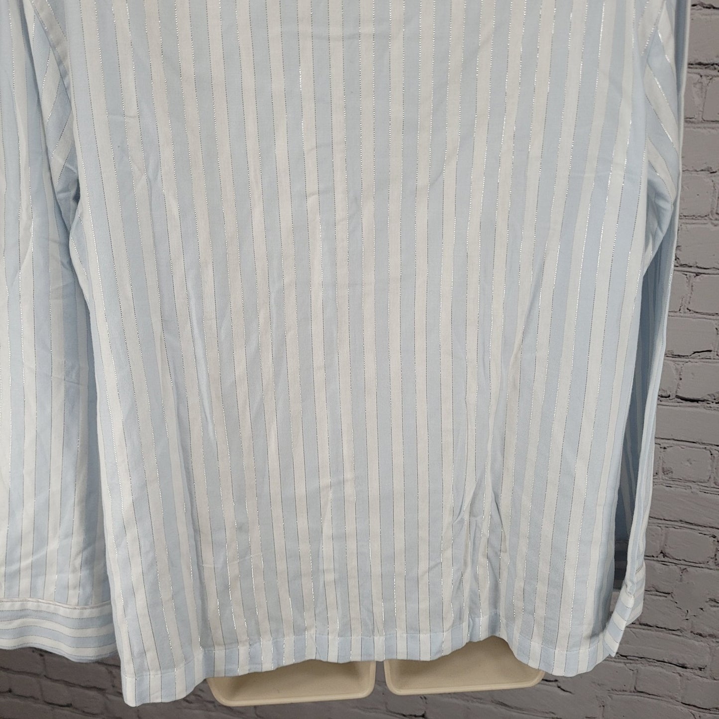 NWT Victoria's Secret White Blue Rhinestone Long Sleeve Pajama Top Large L