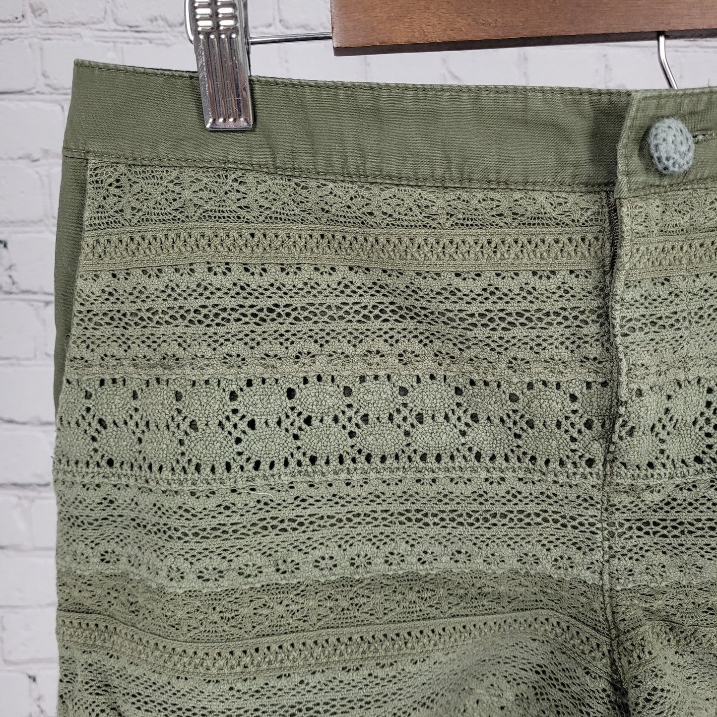Daughters Of The Liberation Anthropologie Green Crochet Shorts Size 4 (30x3)