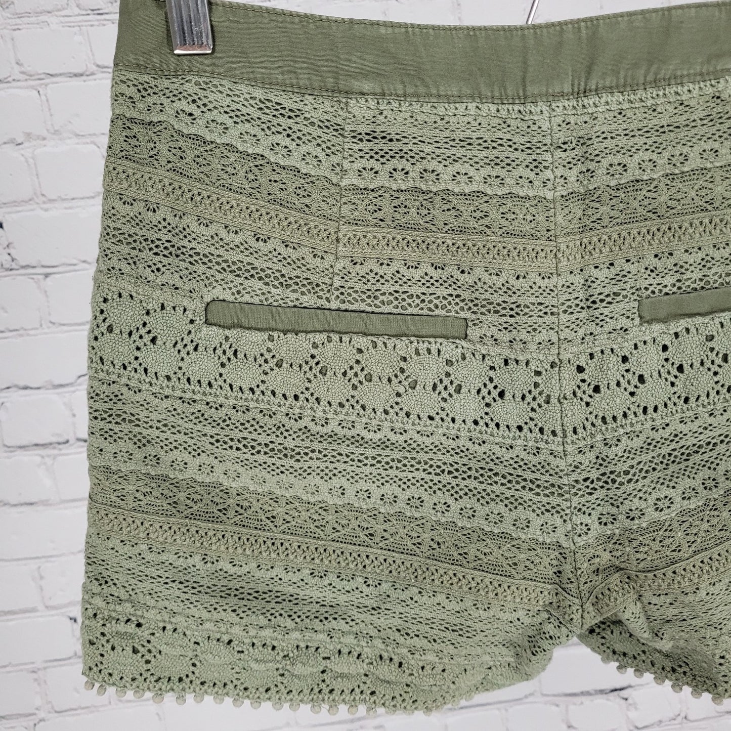 Daughters Of The Liberation Anthropologie Green Crochet Shorts Size 4 (30x3)