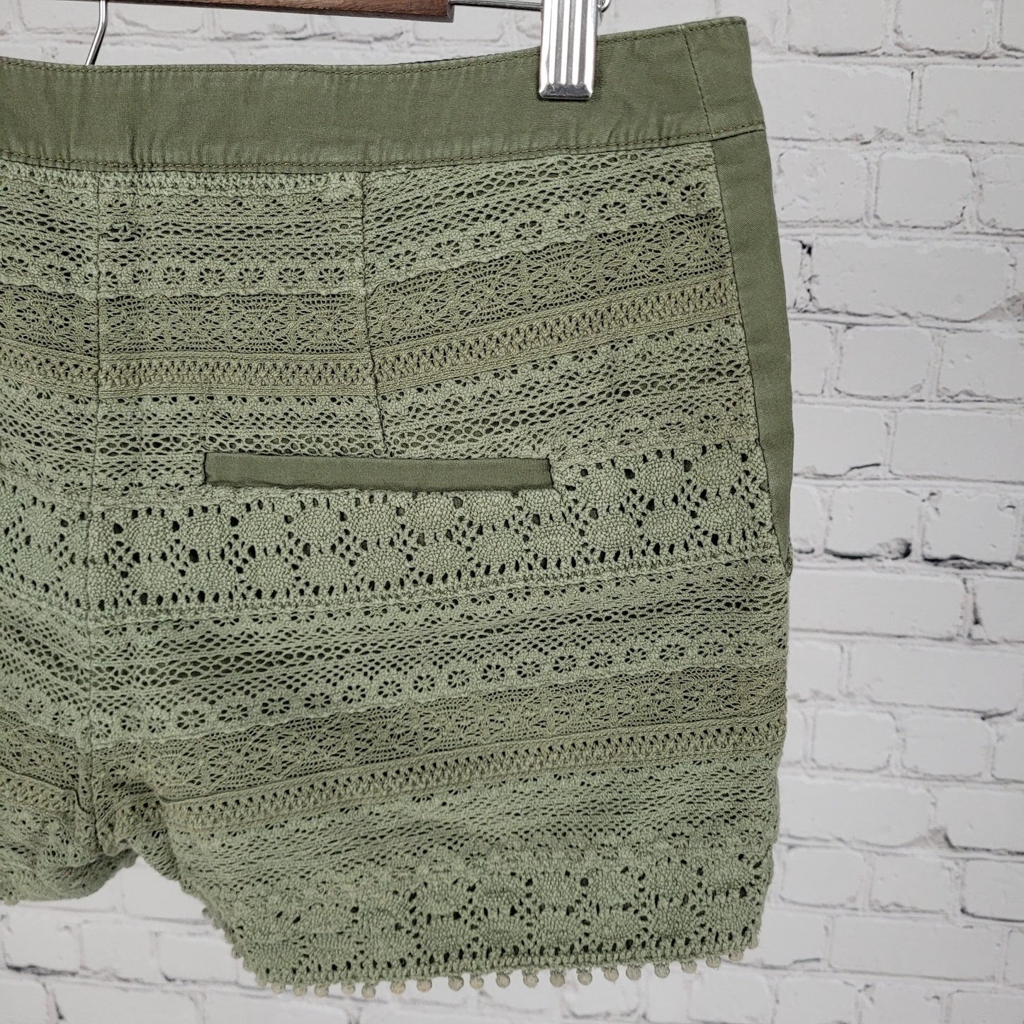 Daughters Of The Liberation Anthropologie Green Crochet Shorts Size 4 (30x3)
