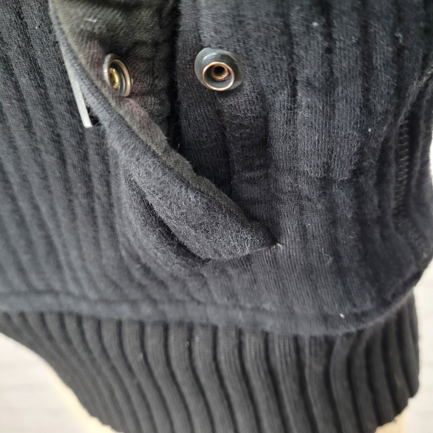 CHANEL Black Wool Blend Knit Full Zip Jacket France Made Size 36 US XS