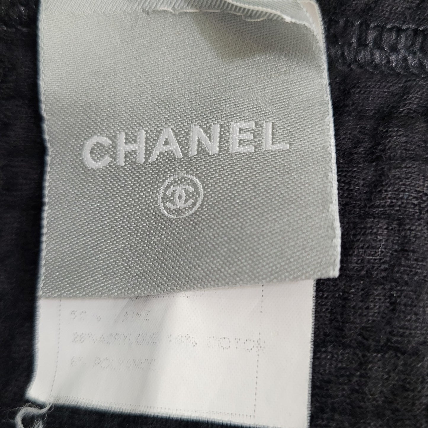 CHANEL Black Wool Blend Knit Full Zip Jacket France Made Size 36 US XS