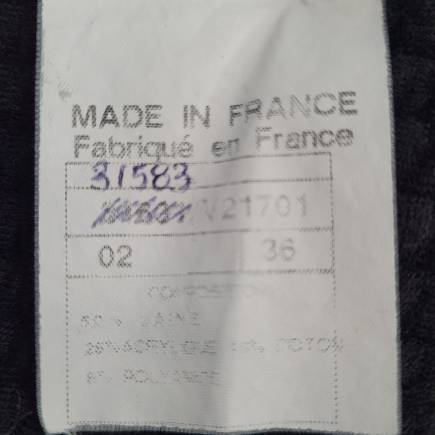 CHANEL Black Wool Blend Knit Full Zip Jacket France Made Size 36 US XS