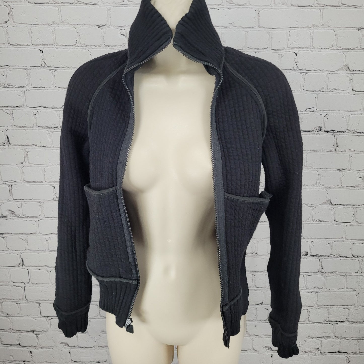 CHANEL Black Wool Blend Knit Full Zip Jacket France Made Size 36 US XS