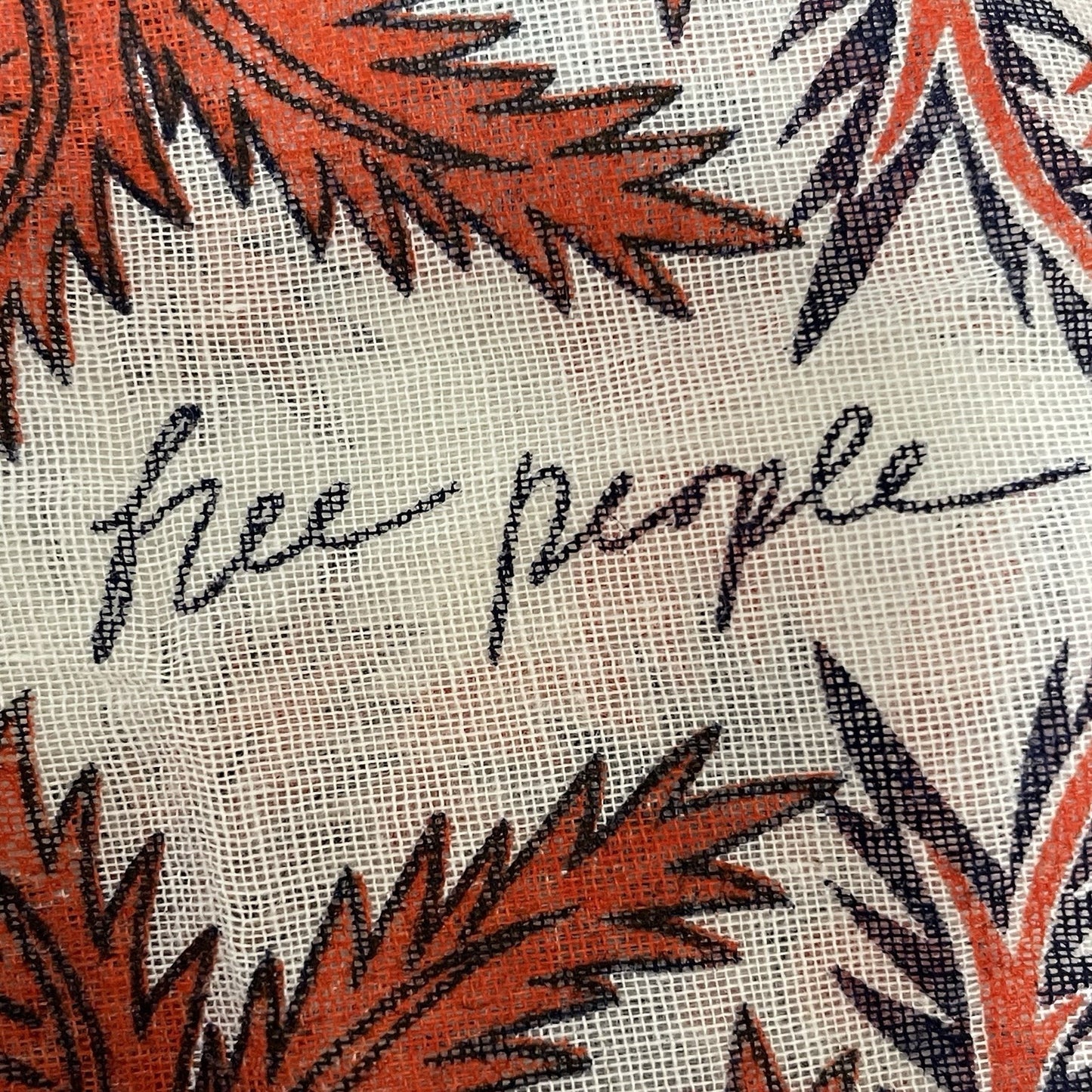 Free People Orange Floral Gauzy Lightweight Reusable Tote Shopping Sling Bag