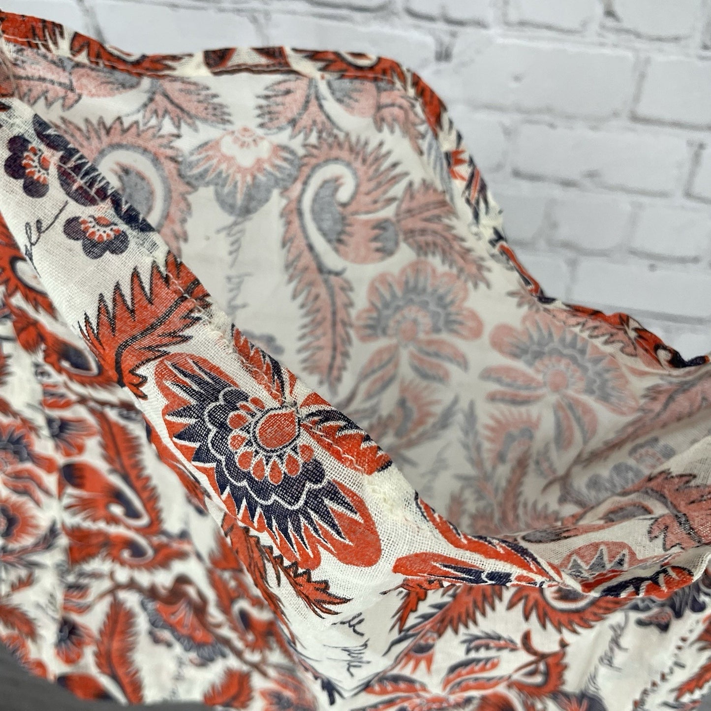 Free People Orange Floral Gauzy Lightweight Reusable Tote Shopping Sling Bag