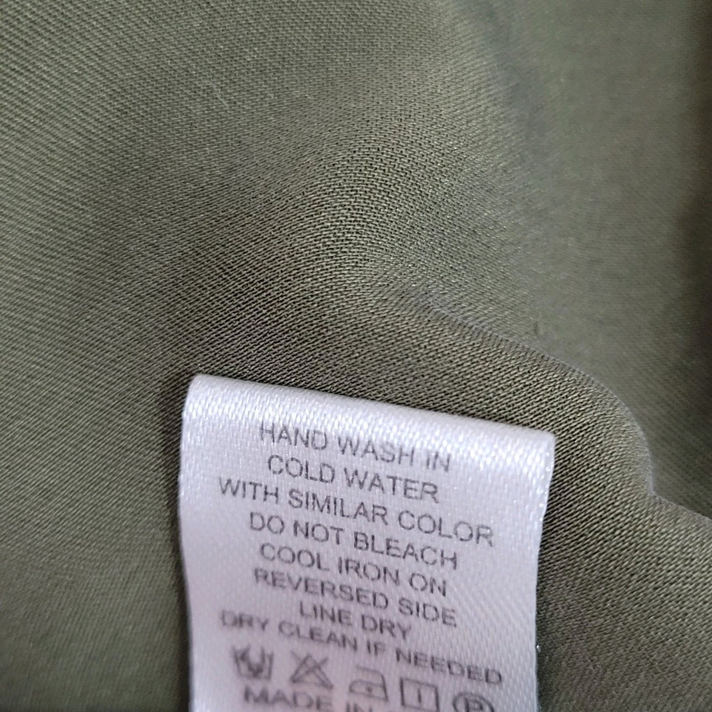 Quince Green Silk Stretch Button Up Long Sleeve Top Shirt Size Small S