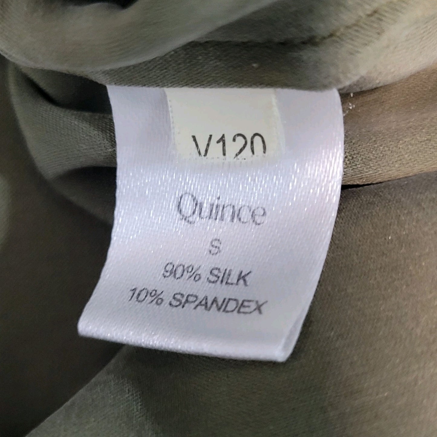 Quince Green Silk Stretch Button Up Long Sleeve Top Shirt Size Small S