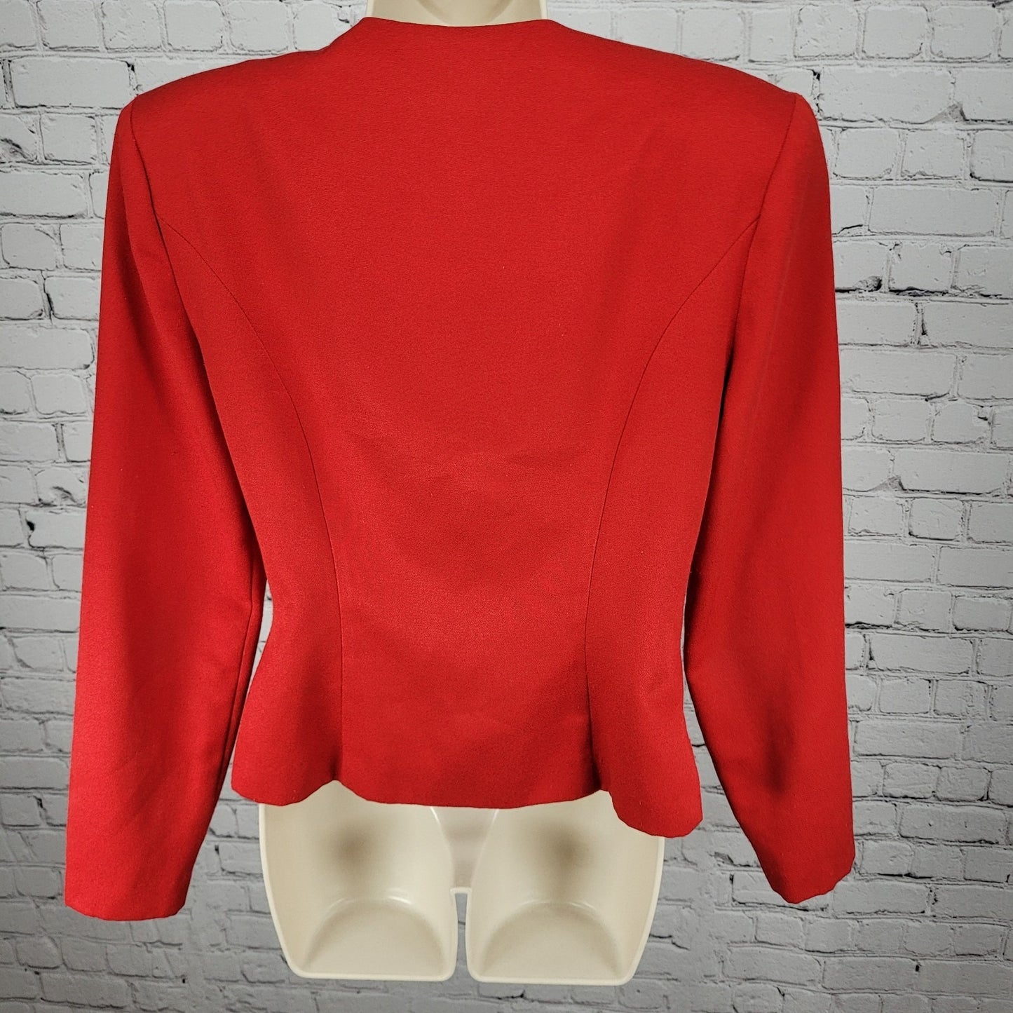 VTG Melissa Red Gold Button Double Breasted Shoulder Padded Jacket Blazer USA 10
