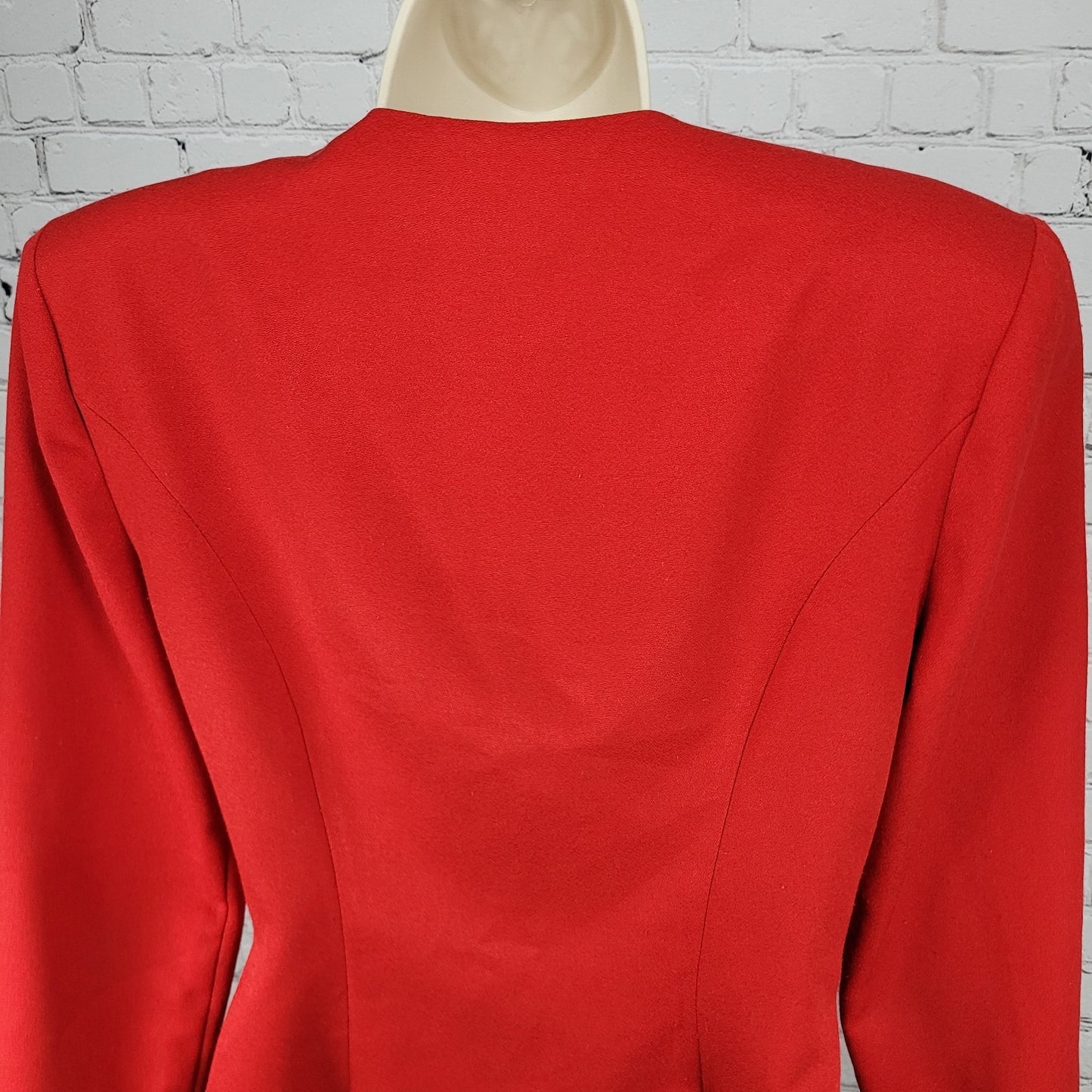VTG Melissa Red Gold Button Double Breasted Shoulder Padded Jacket Blazer USA 10