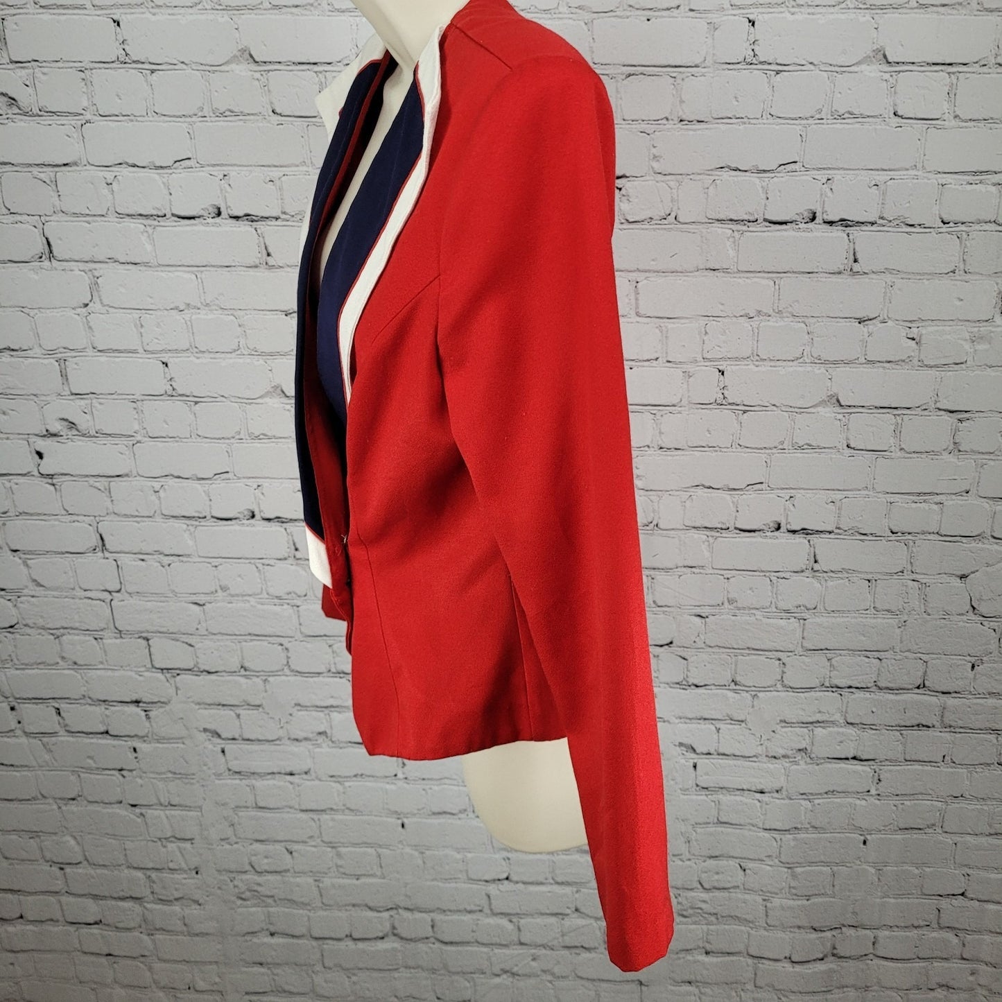 VTG Melissa Red Gold Button Double Breasted Shoulder Padded Jacket Blazer USA 10