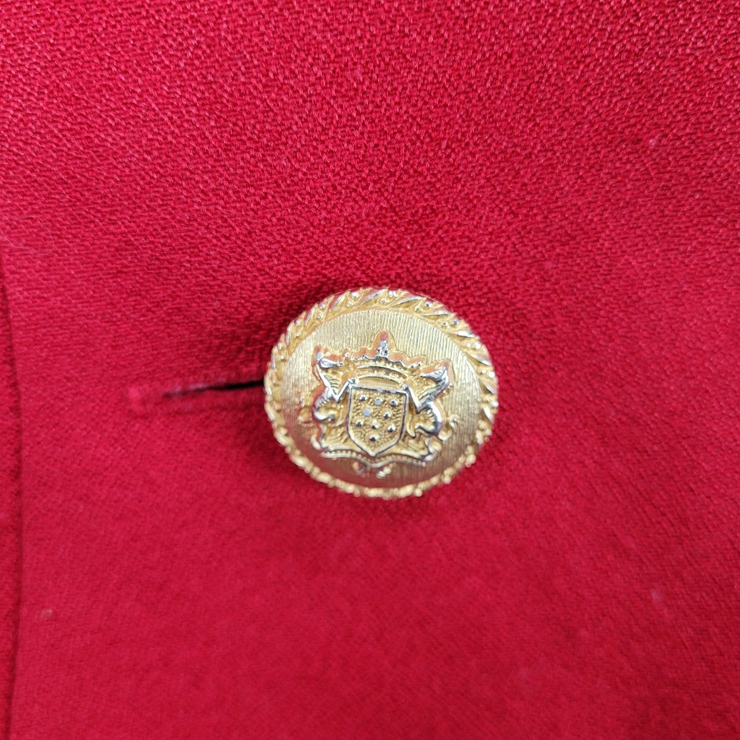 VTG Melissa Red Gold Button Double Breasted Shoulder Padded Jacket Blazer USA 10