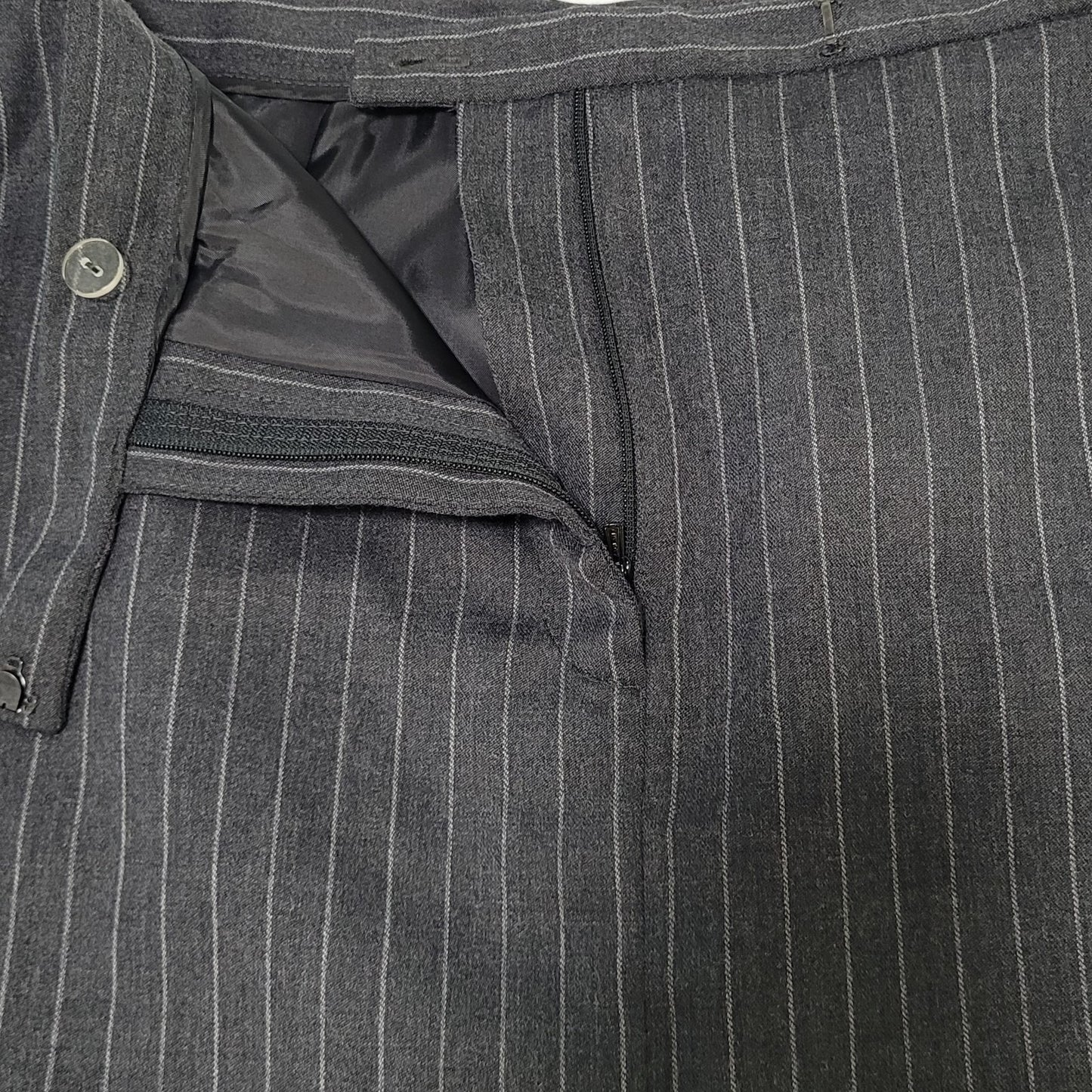VTG NWT Laura Scott Gunmetal Grey Wool Blend Pinstriped Lined Skirt Size 6P