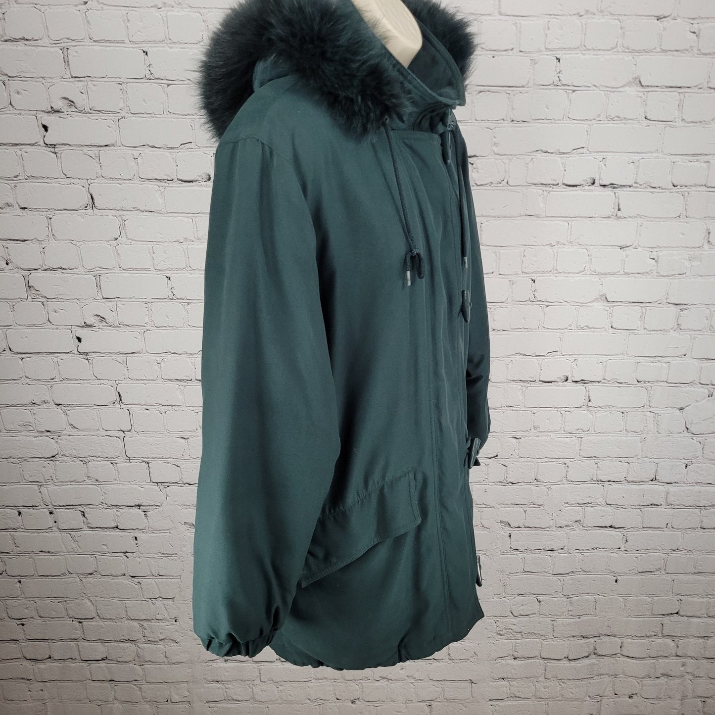 Forecaster Of Boston Green Insulated Removable Fur Trim Hood Zip Jacket Size XS