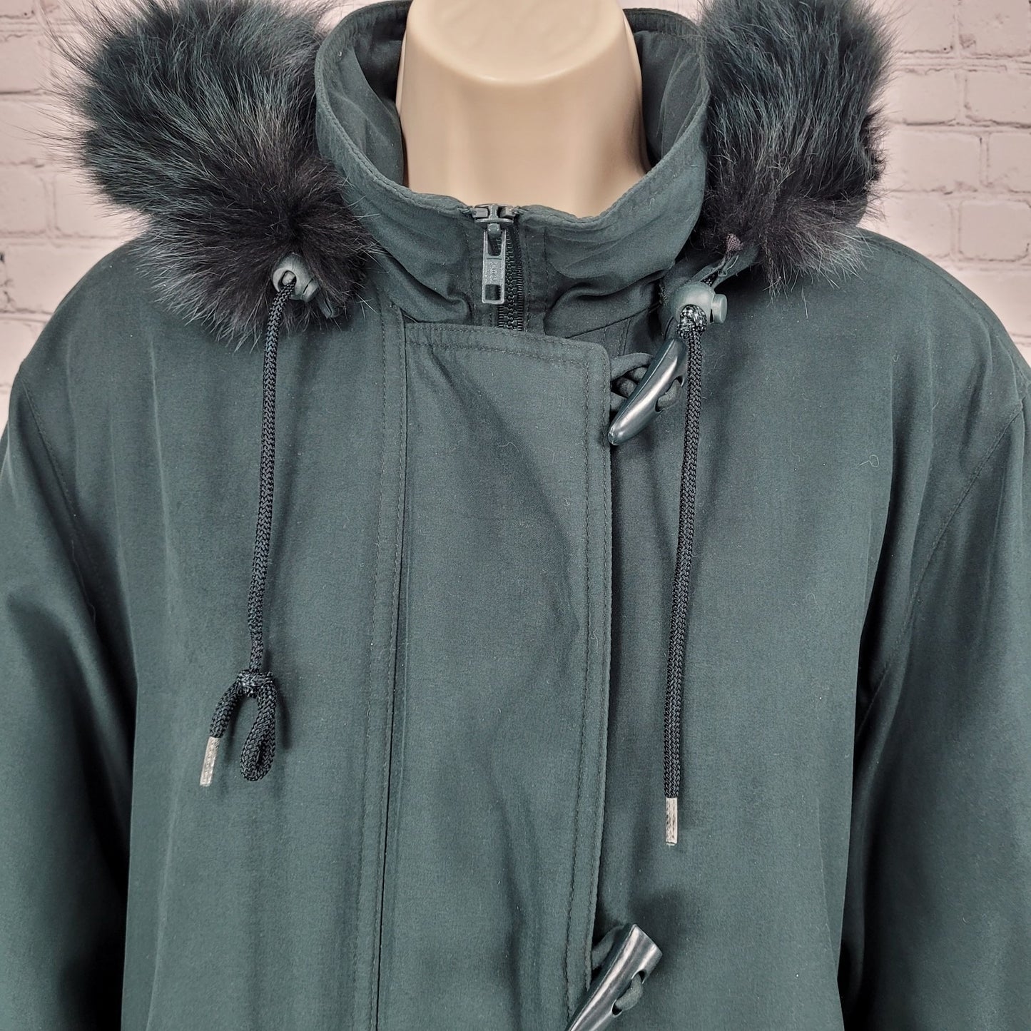 Forecaster Of Boston Green Insulated Removable Fur Trim Hood Zip Jacket Size XS