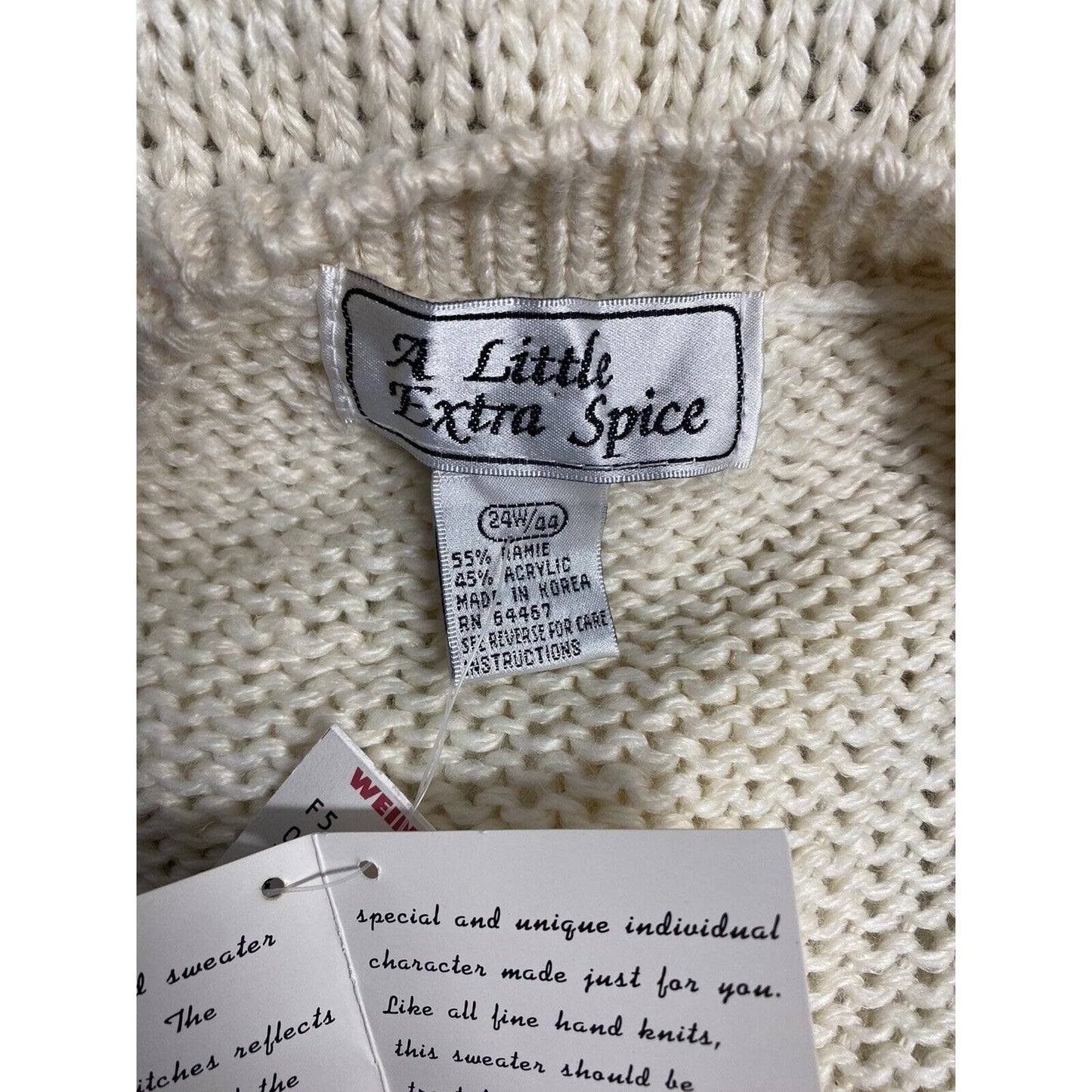 Vintage NWT A Little Extra Spice Womens Knit Sweater Button Up V Neck 24W/ 44