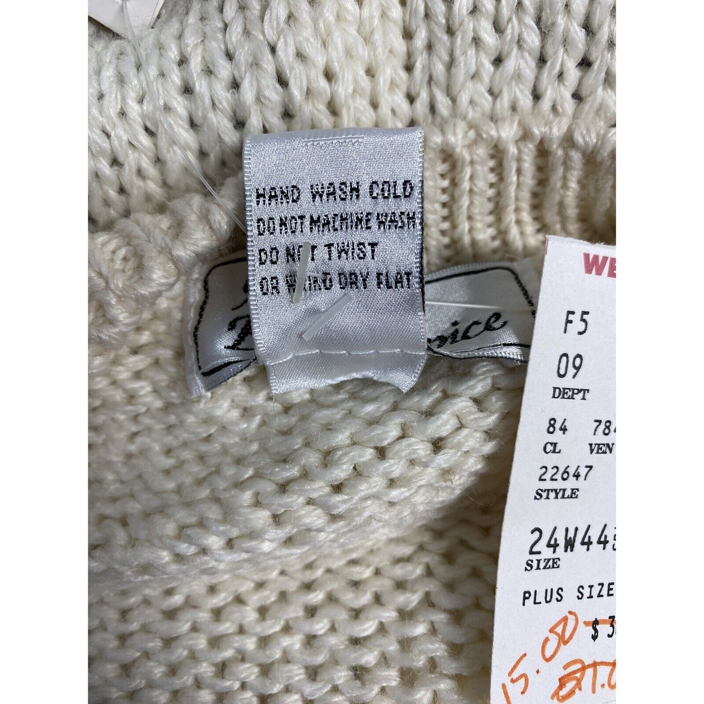 Vintage NWT A Little Extra Spice Womens Knit Sweater Button Up V Neck 24W/ 44