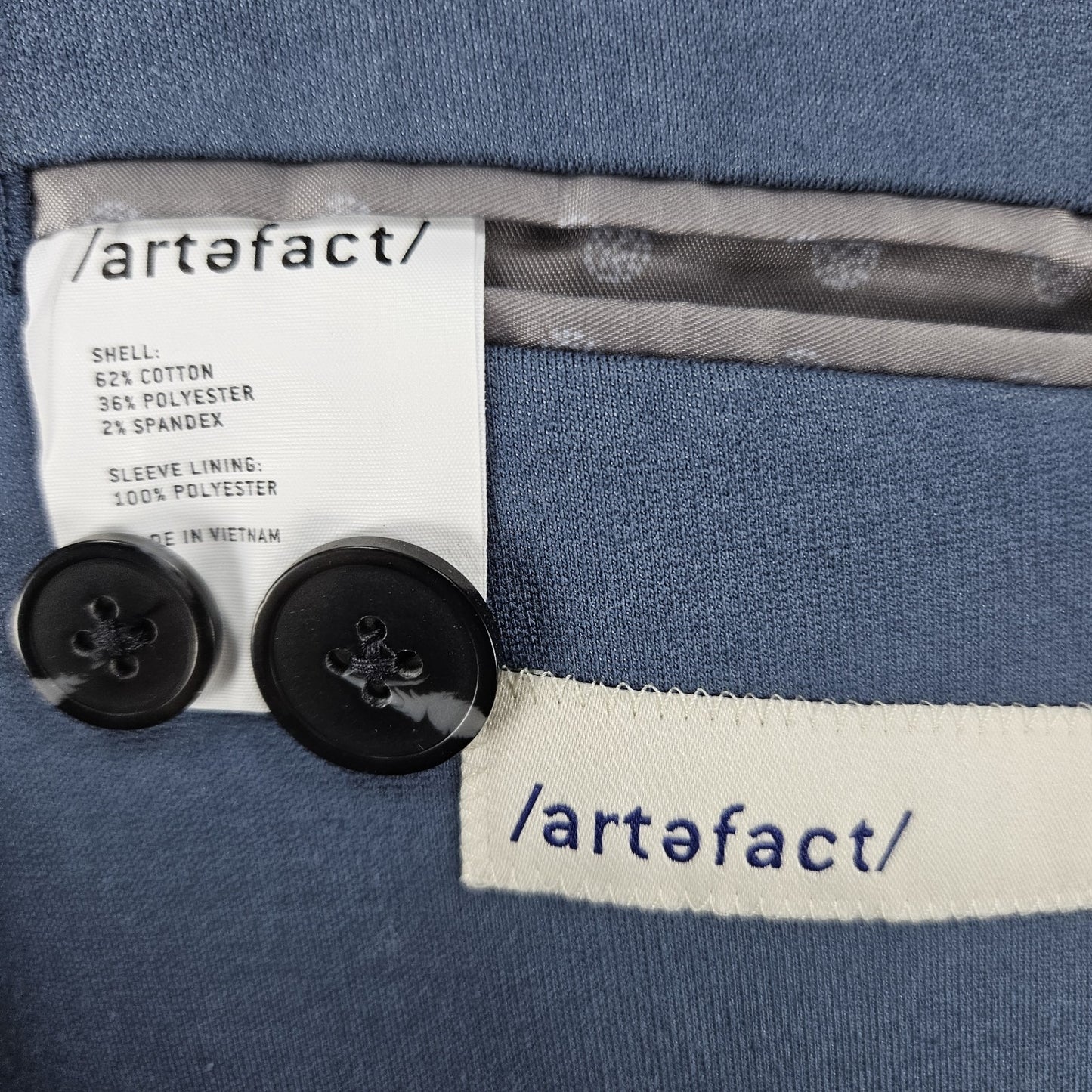 Artefact Bering Sea Blue 2 Button Single Vented Notch Blazer Sport Coat Large L