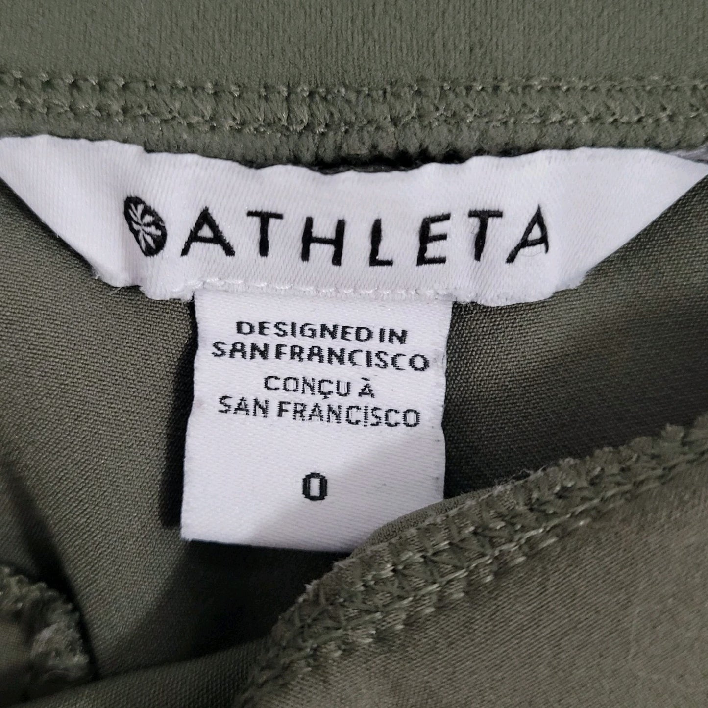 Athleta Green Athleisure Stretch Hiking Pull On Mid Rise Pants Size 0 (25x28)